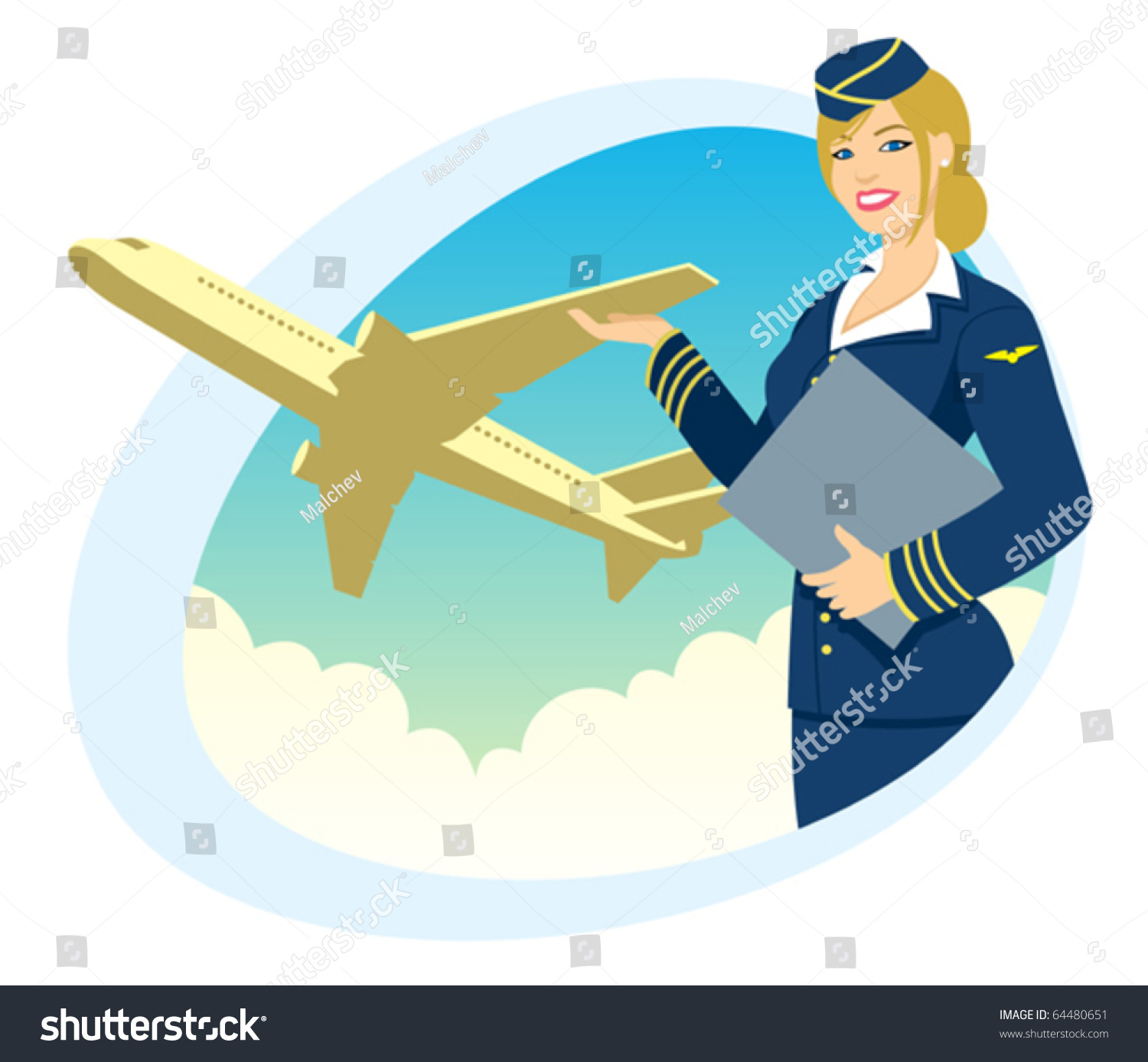 Air Hostess Presenting Her Company Services Stock Vector (Royalty Free ...