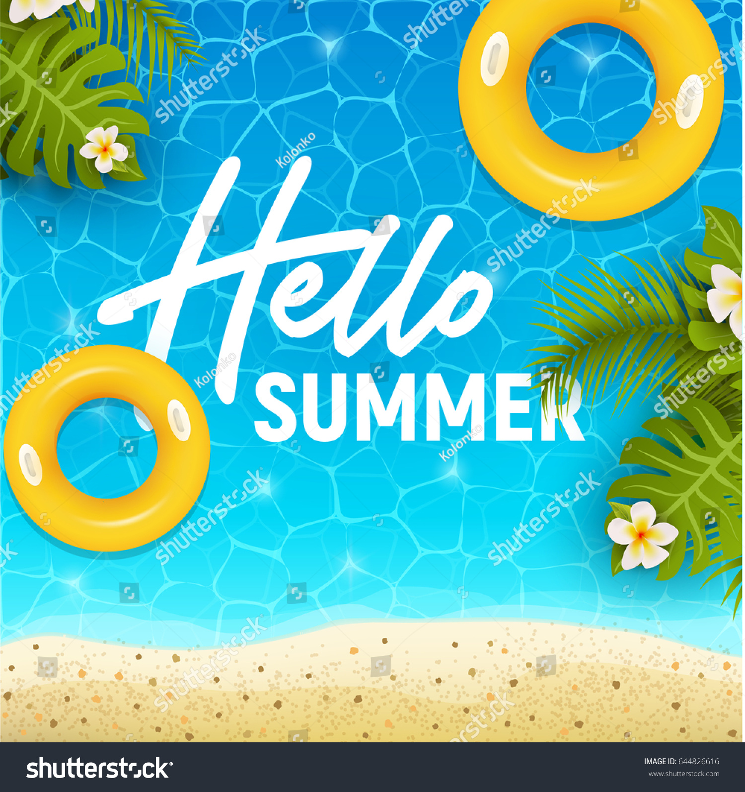 Hello Summer Web Banner Background Sea Stock Vector (Royalty Free ...