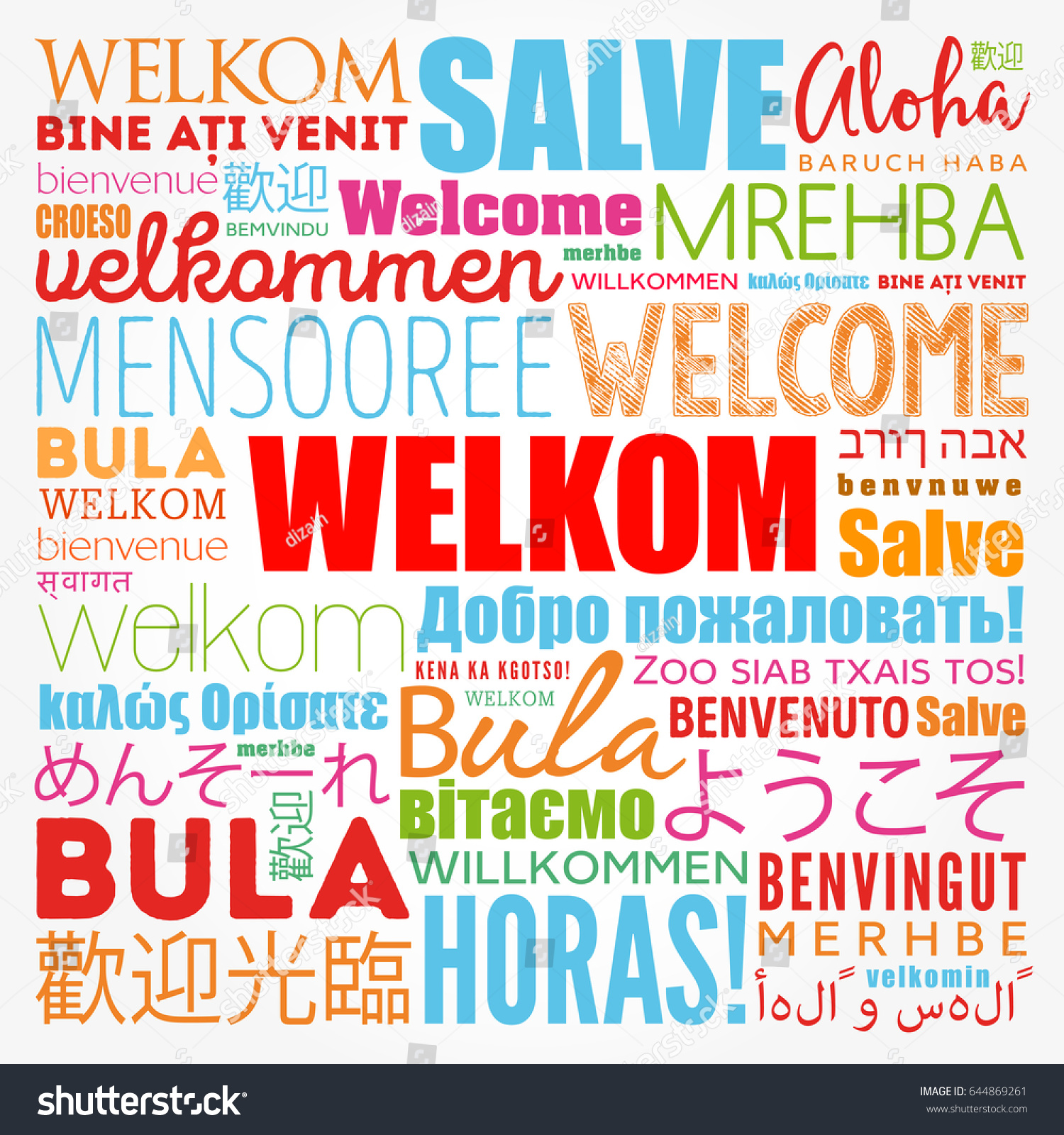 Welkom Welcome Afrikaans Word Cloud Different Stock Vector (Royalty ...