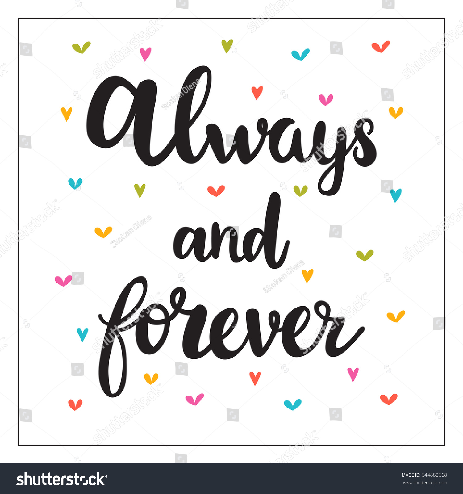 Always Forever Hand Drawn Motivational Quote Stock Vector (Royalty Free ...