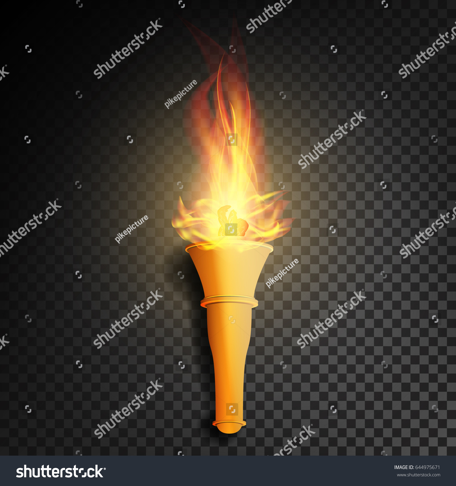 Torch Flame Burning Dark Transparent Background Stock Vector (Royalty ...