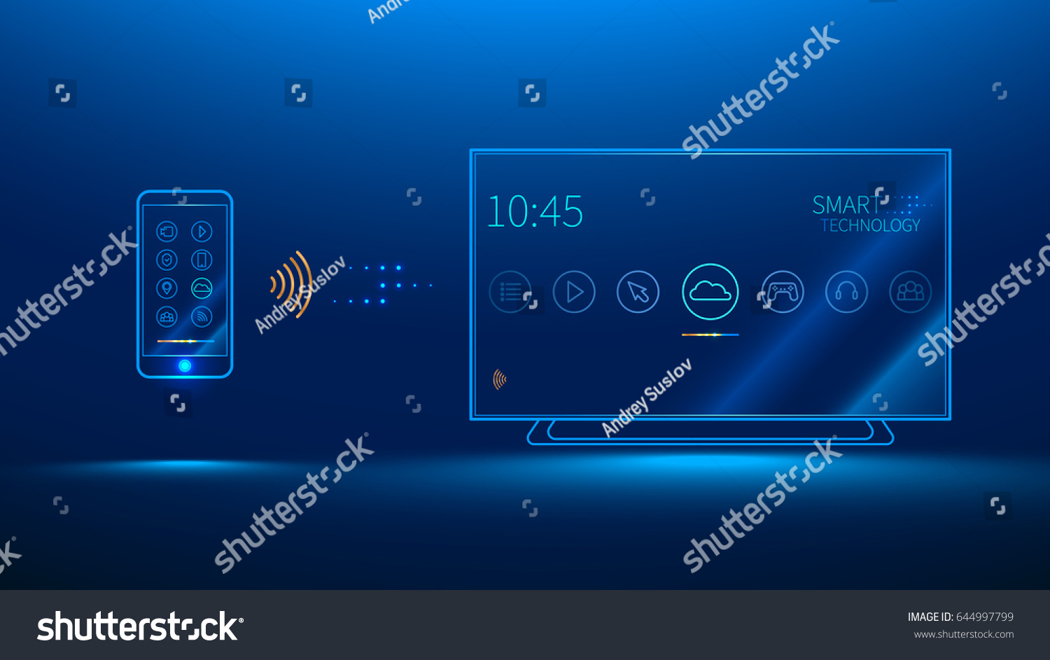 Smart Tv Controlled By Smart Phone Stock Vector (Royalty Free ...