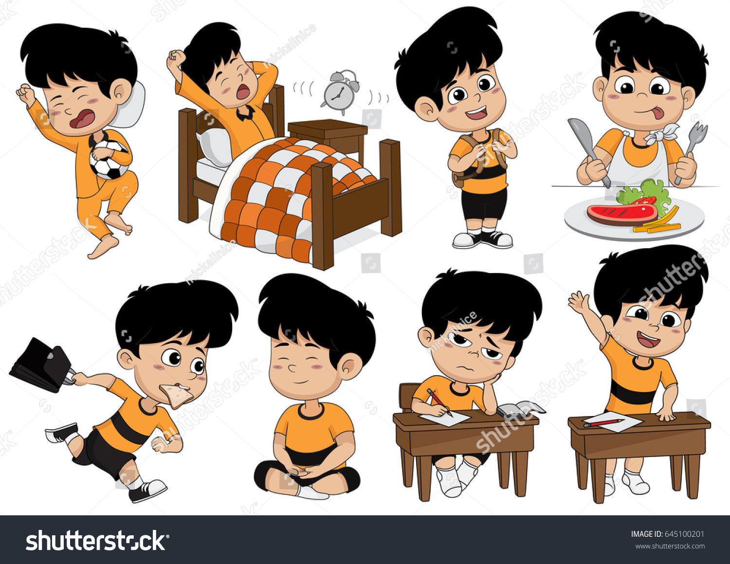 Set Kid Activity Kid Wake Upsleepeatgo Stock Vector (royalty Free 