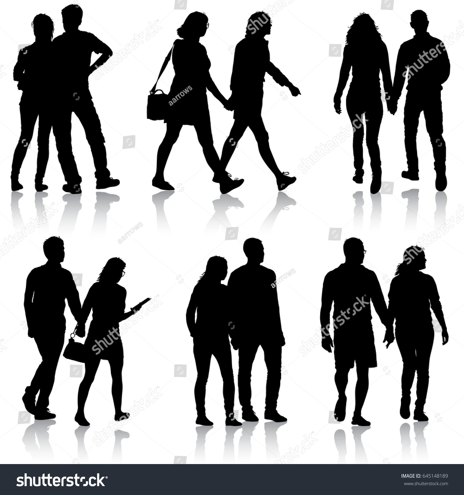 Set Couples Man Woman Silhouettes On Stock Illustration 645148189 Shutterstock