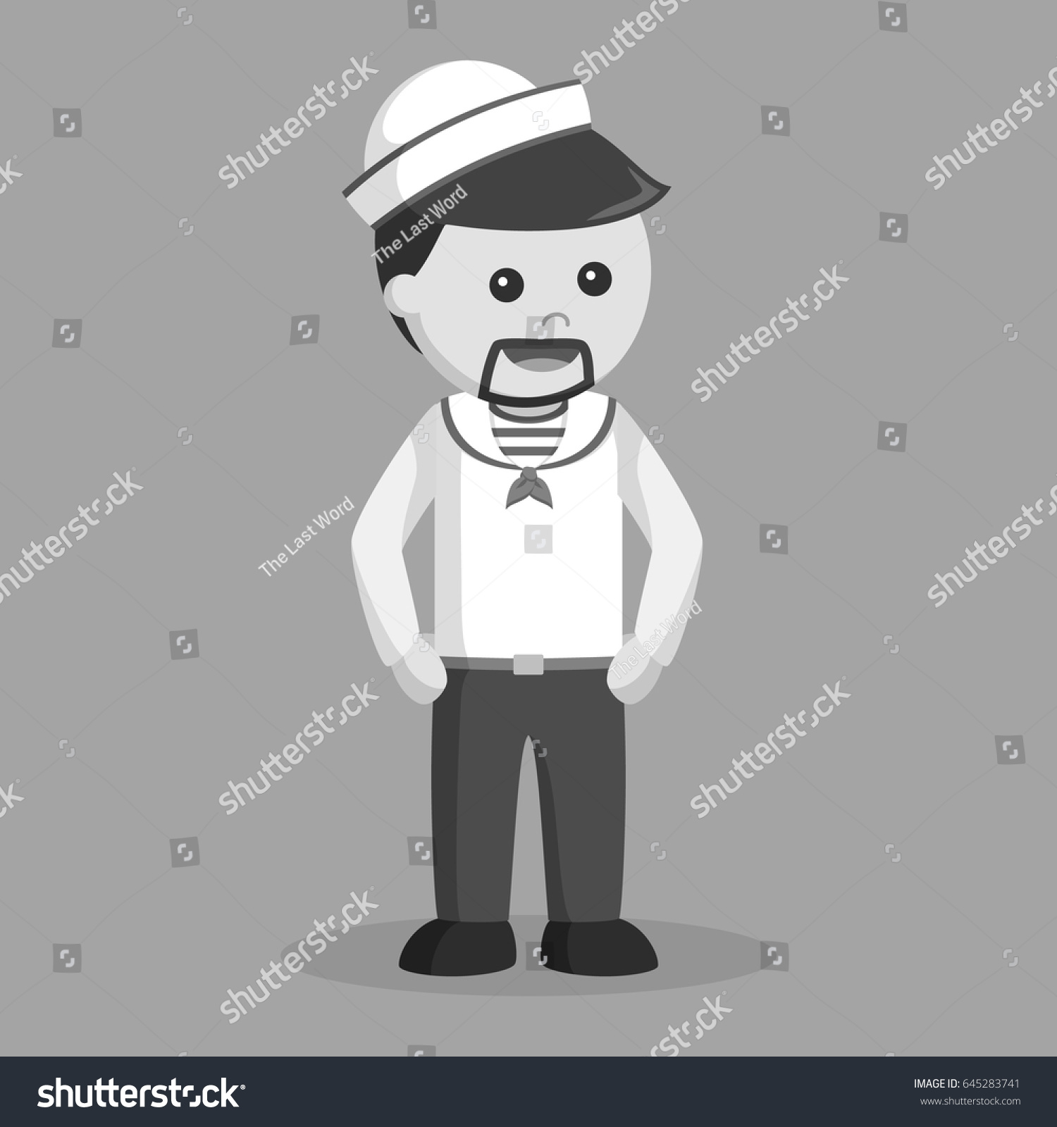 Sailor Black White Style Stock Vector (Royalty Free) 645283741 ...