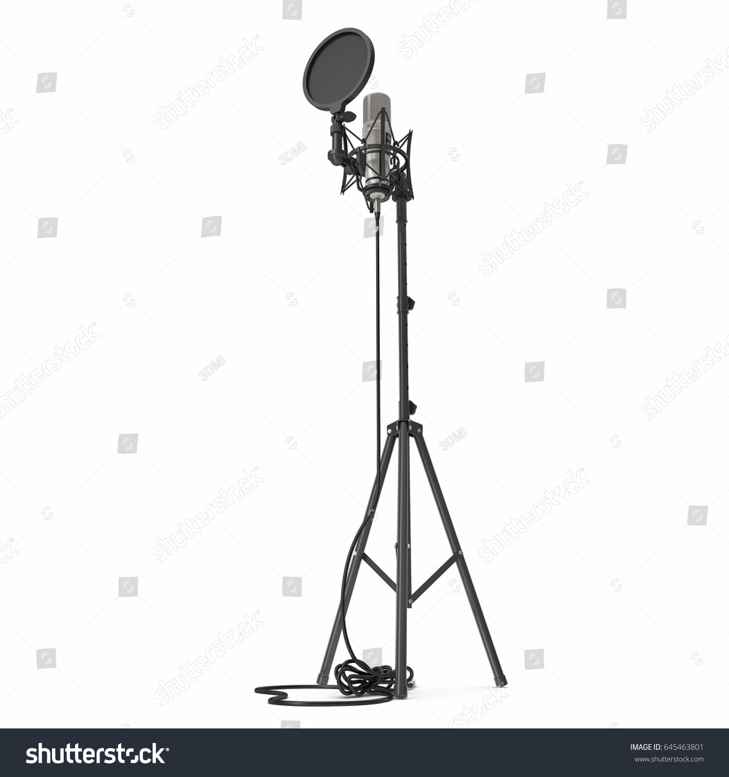 Microphone Full Height Microphone Stand Isolated Stock Illustration ...