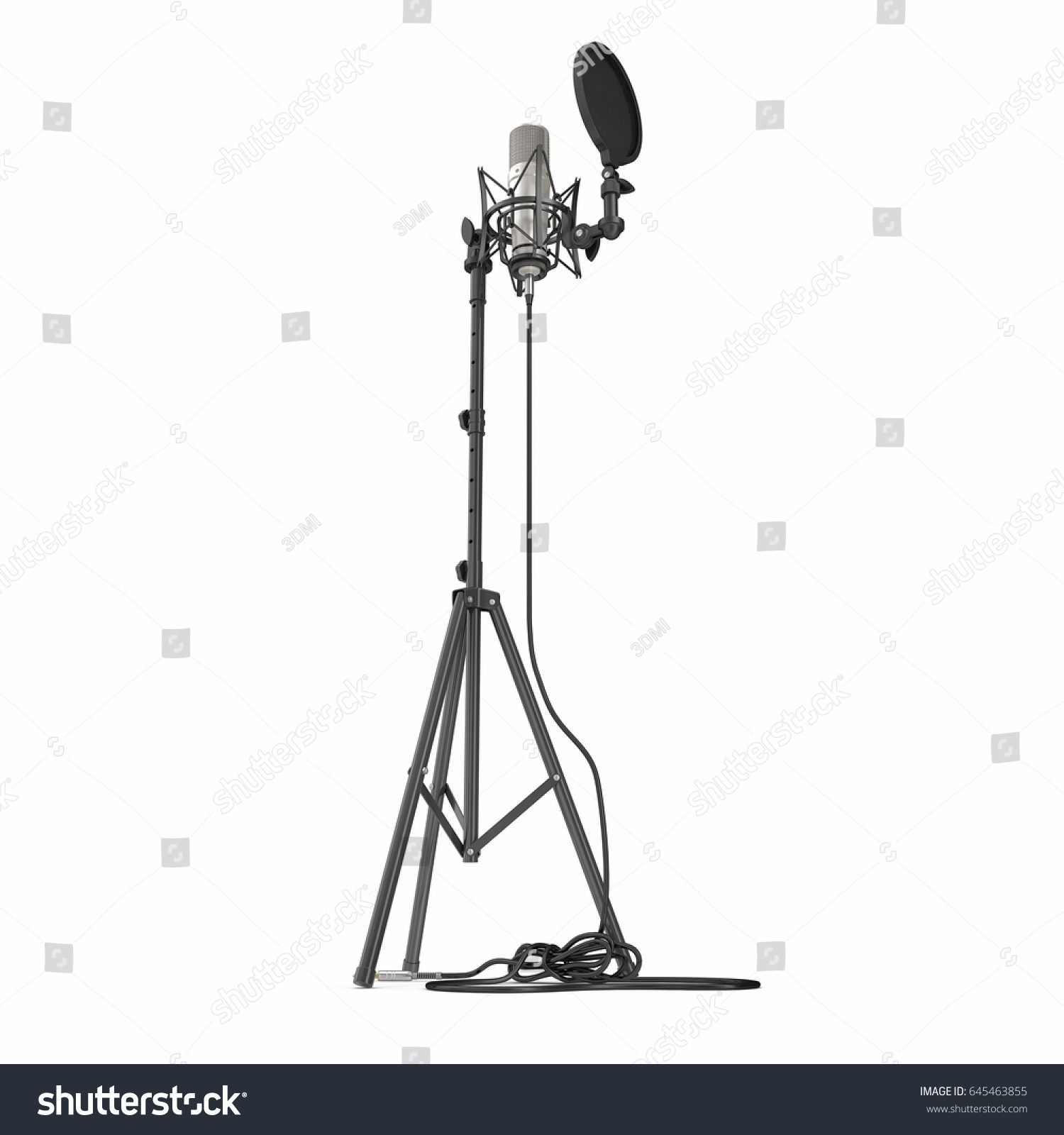 Microphone Full Height Microphone Stand Isolated Stock Illustration