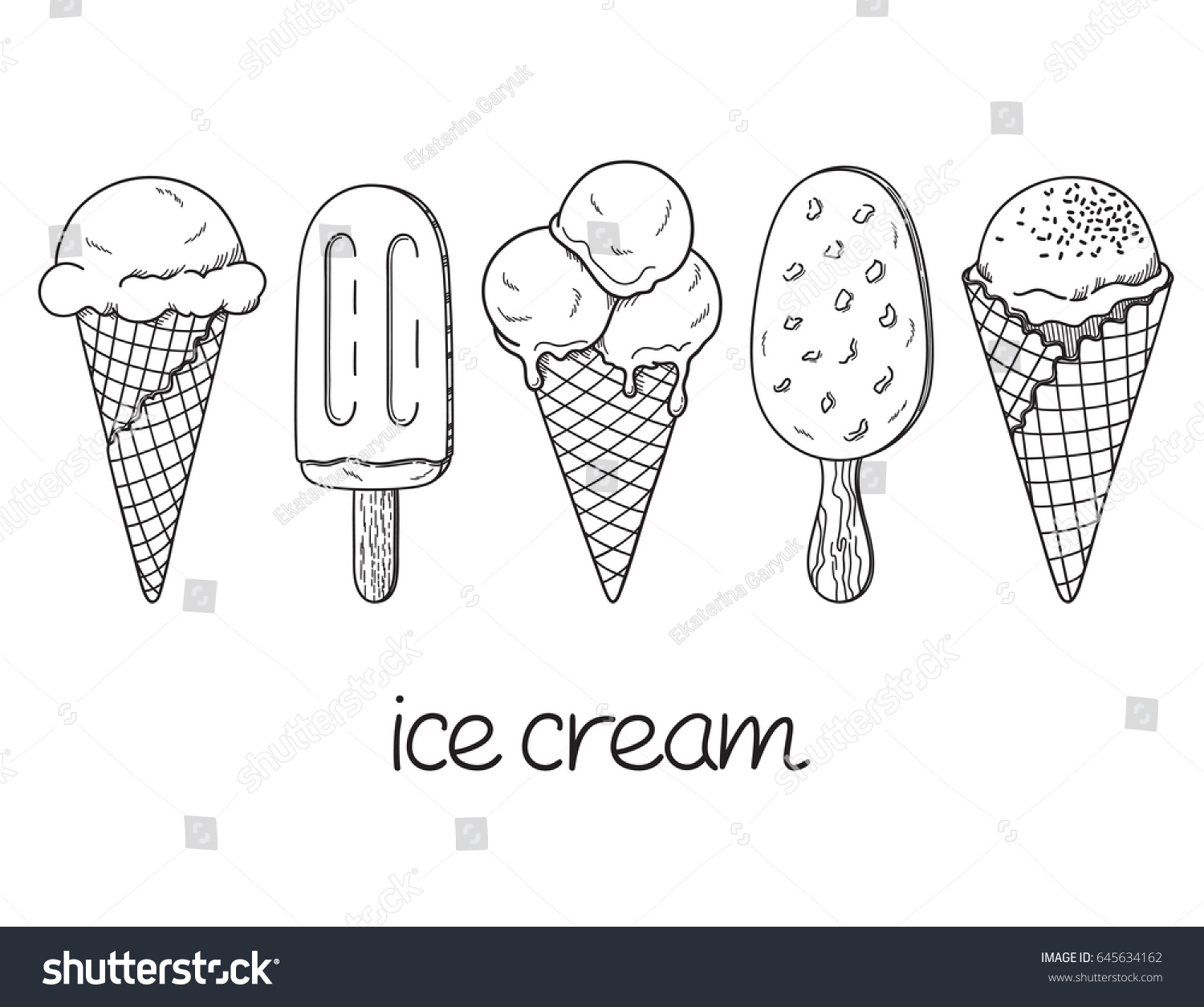 Надпись мороженое раскраска