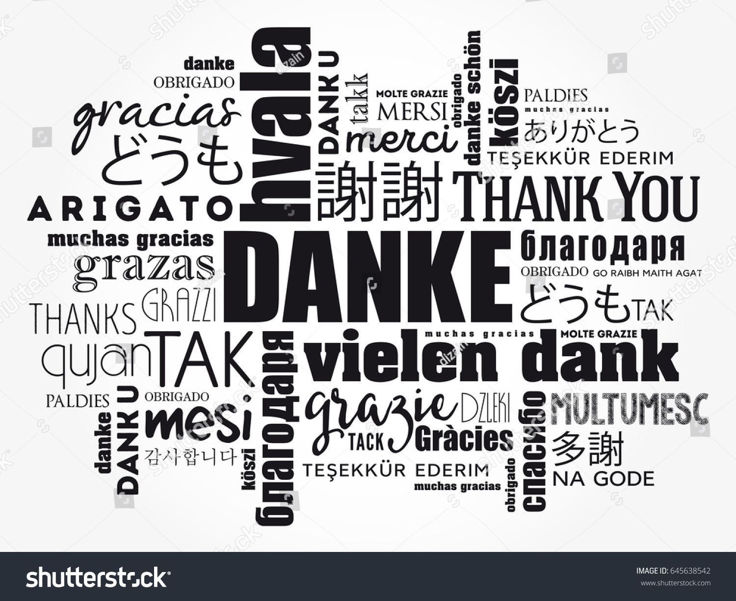 Danke Thank You German Word Cloud Stock Vector (Royalty Free) 645638542 ...