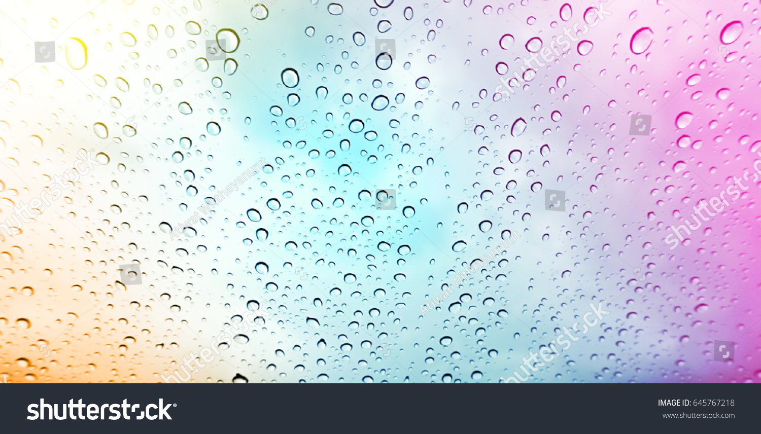 Background Wallpaper Colorful Raindrops On Glass Stock Photo 645767218