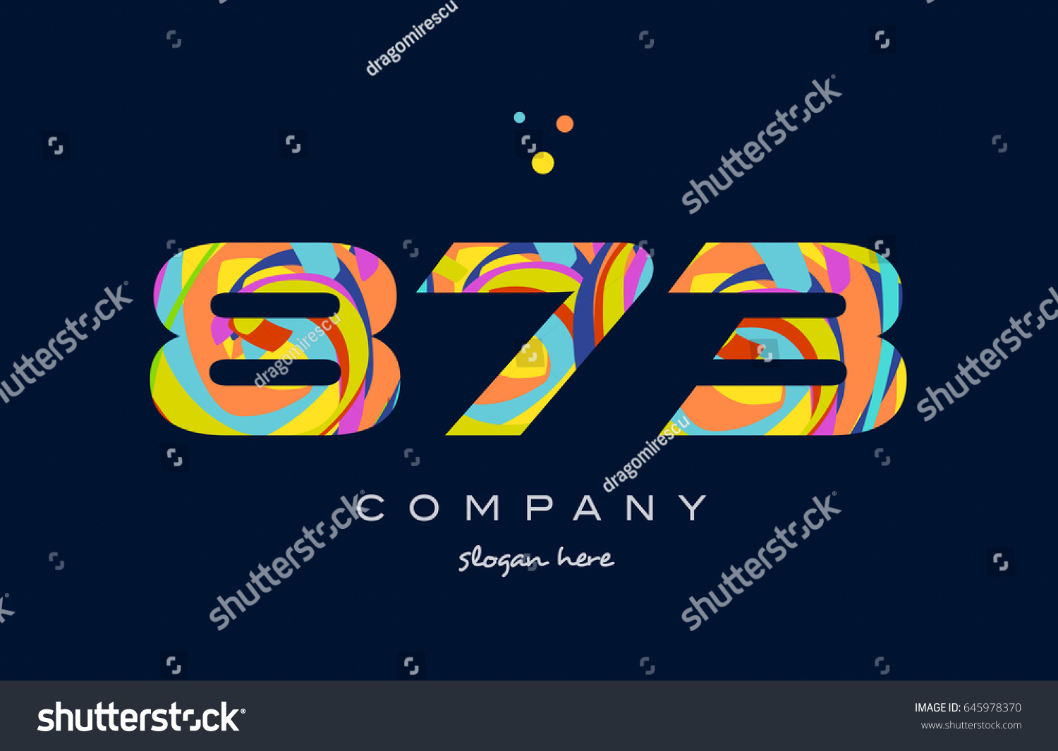 873 Number Digit Numeral Logo Colored Stock Vector Royalty Free