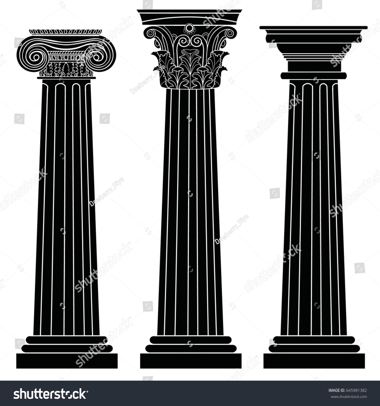 Греческая колонна на белом фоне