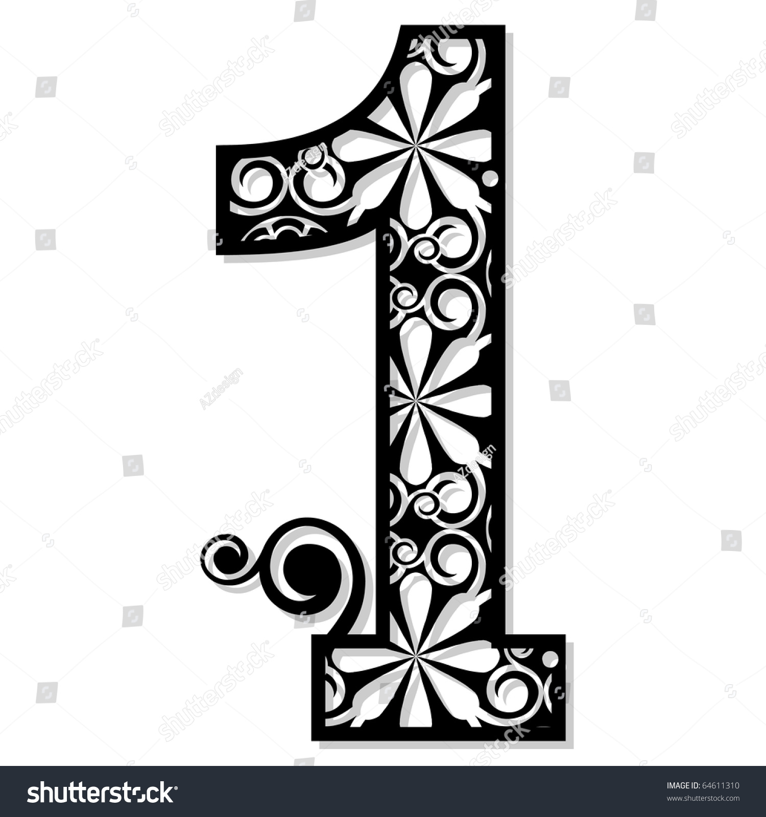 Ornamental Numerals Isolated On White Background Stock Illustration ...