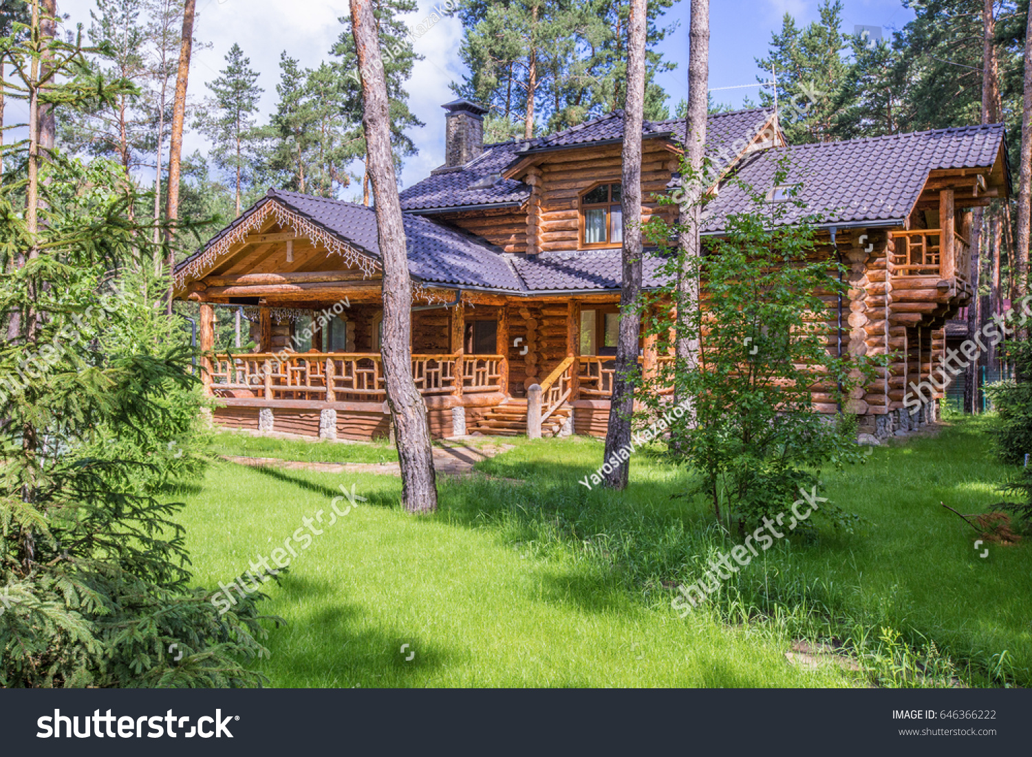 Exterior Wooden Lodge House Forest Stock Photo 646366222 | Shutterstock