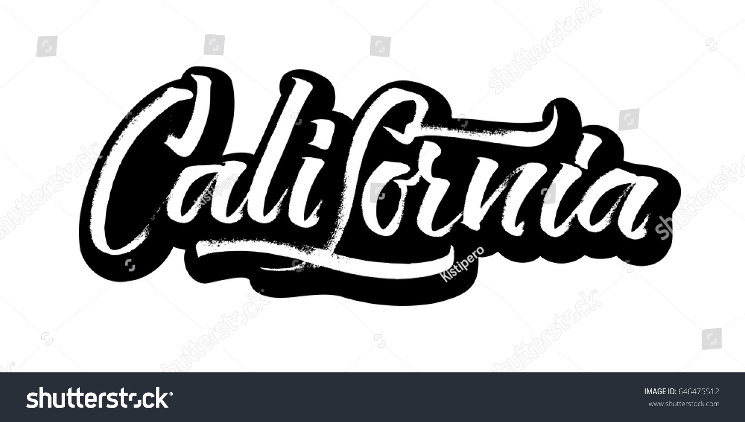 California Sticker Modern Calligraphy Hand Lettering Stock Vector ...