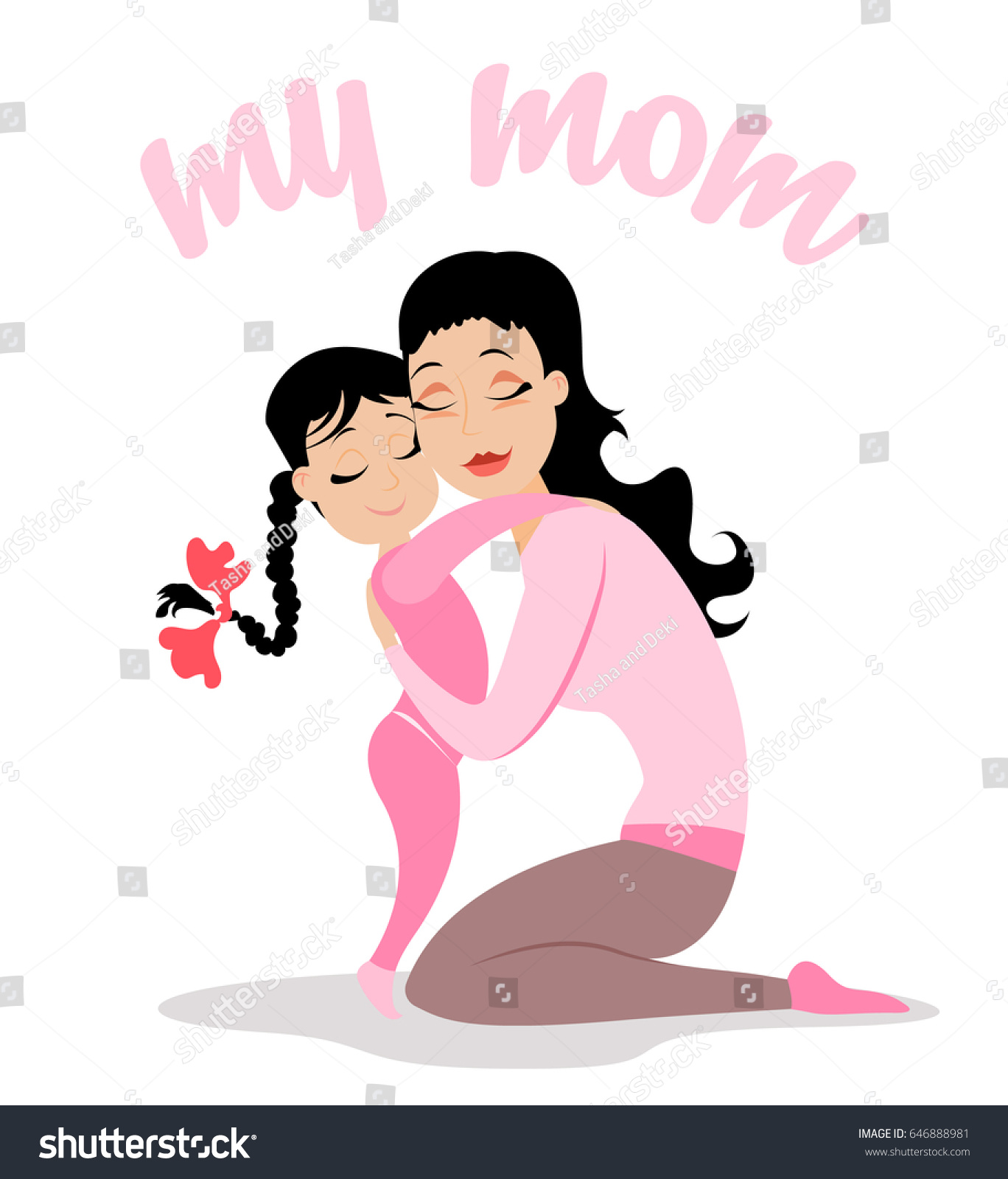 mom hugging child clipart vector