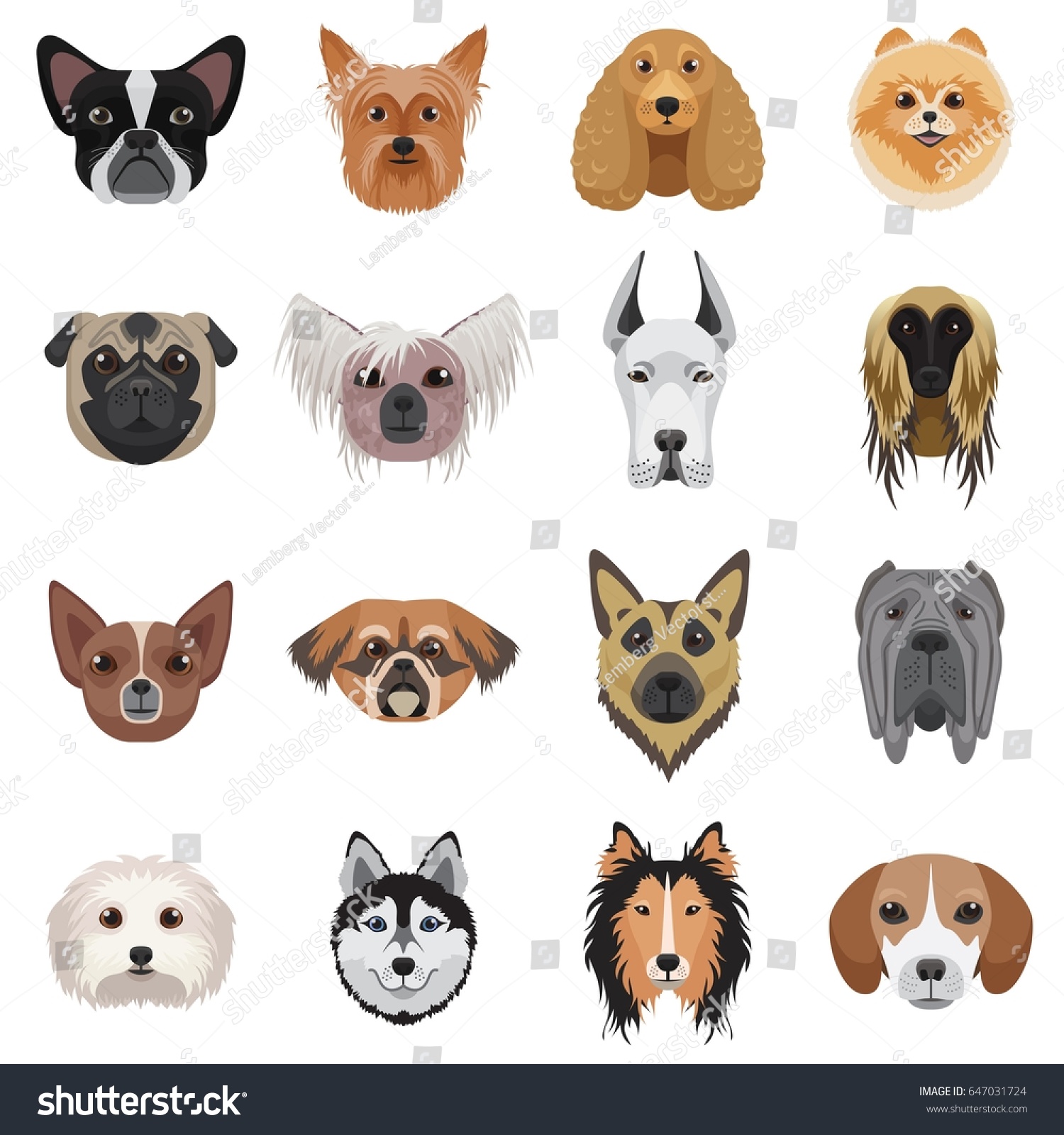 Dog Heads Logo Set Vector Illustration Stock Vector (Royalty Free ...