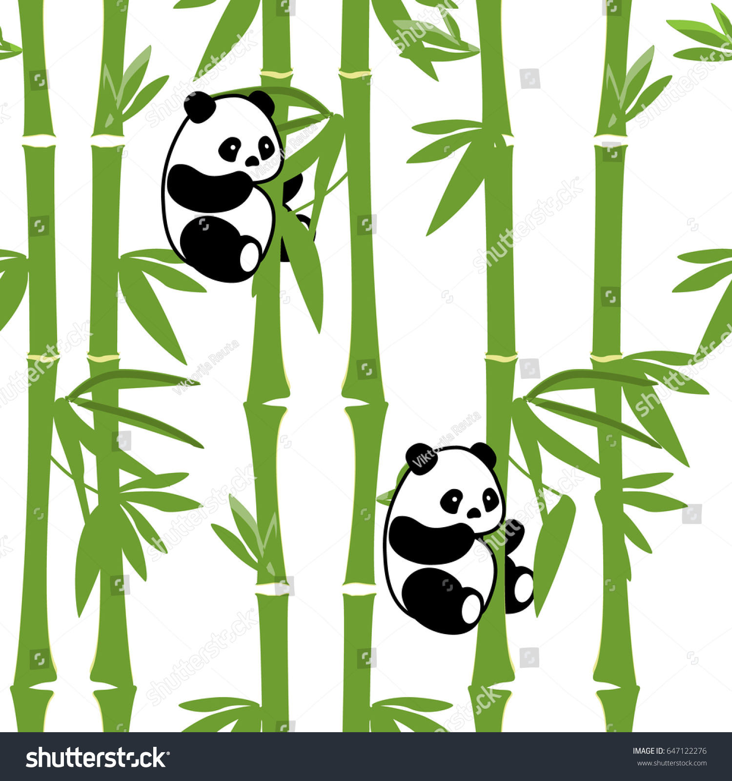 Панда с бамбуком вектор