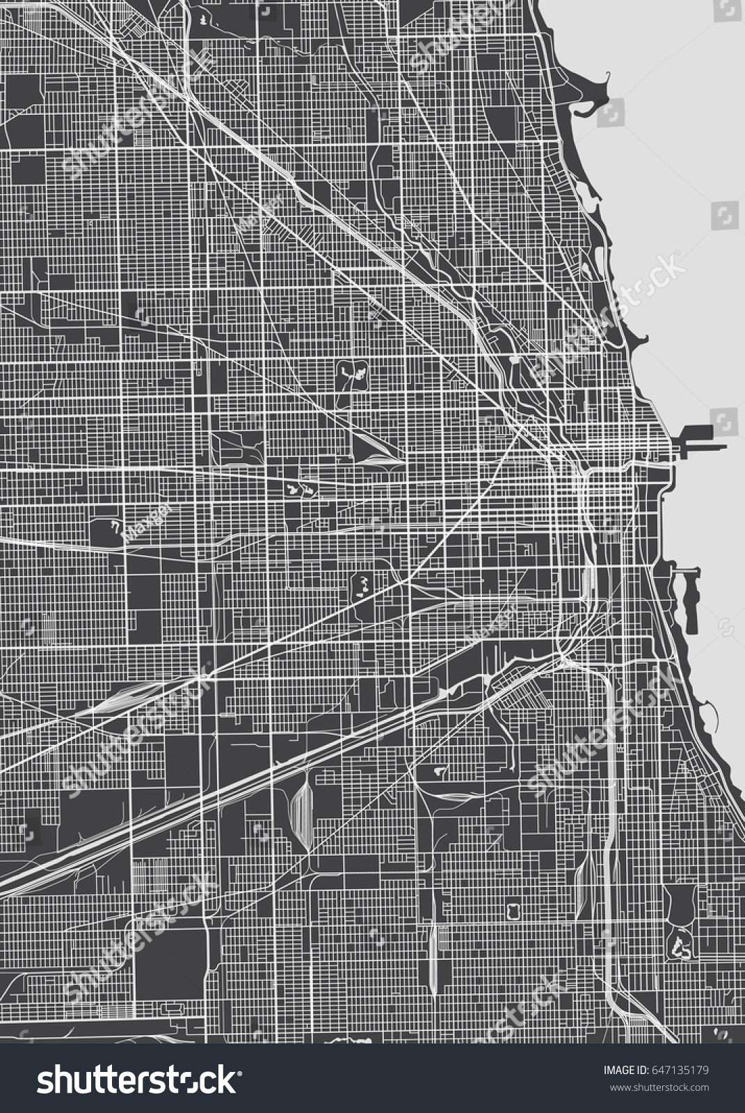 Architectural Plan City Chicago Detailed Map Stock Vector (Royalty Free ...