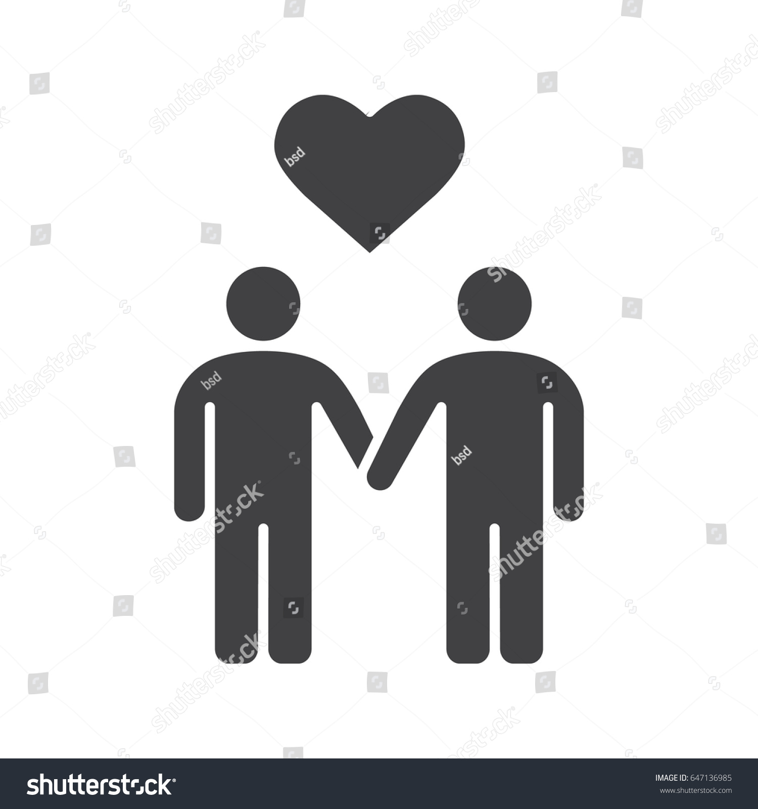 Homosexual Couple Glyph Icon Gays Silhouette Stock Vector Royalty Free