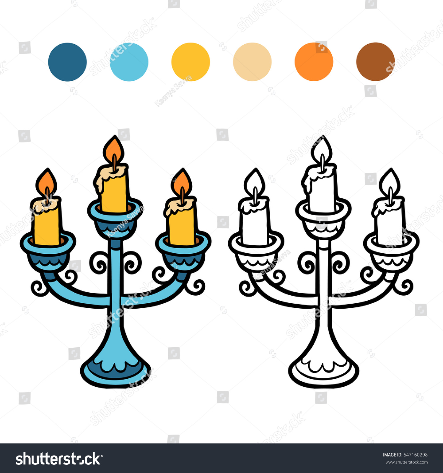 Coloring Book Children Cartoon Candlestick Stock Vector (Royalty Free ...