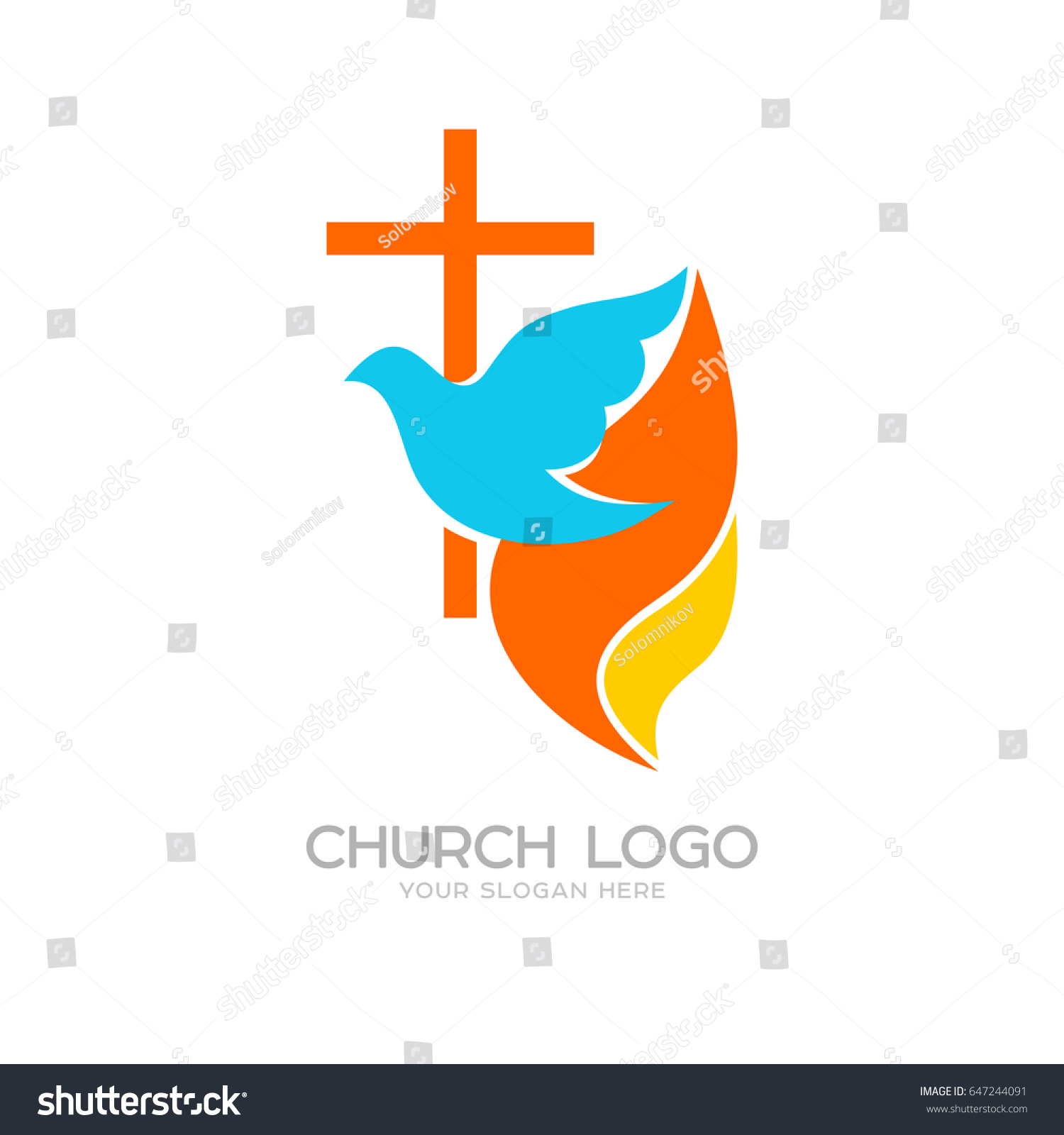 Church Logo Cristian Symbols Cross Jesus Stock Vector (Royalty Free ...