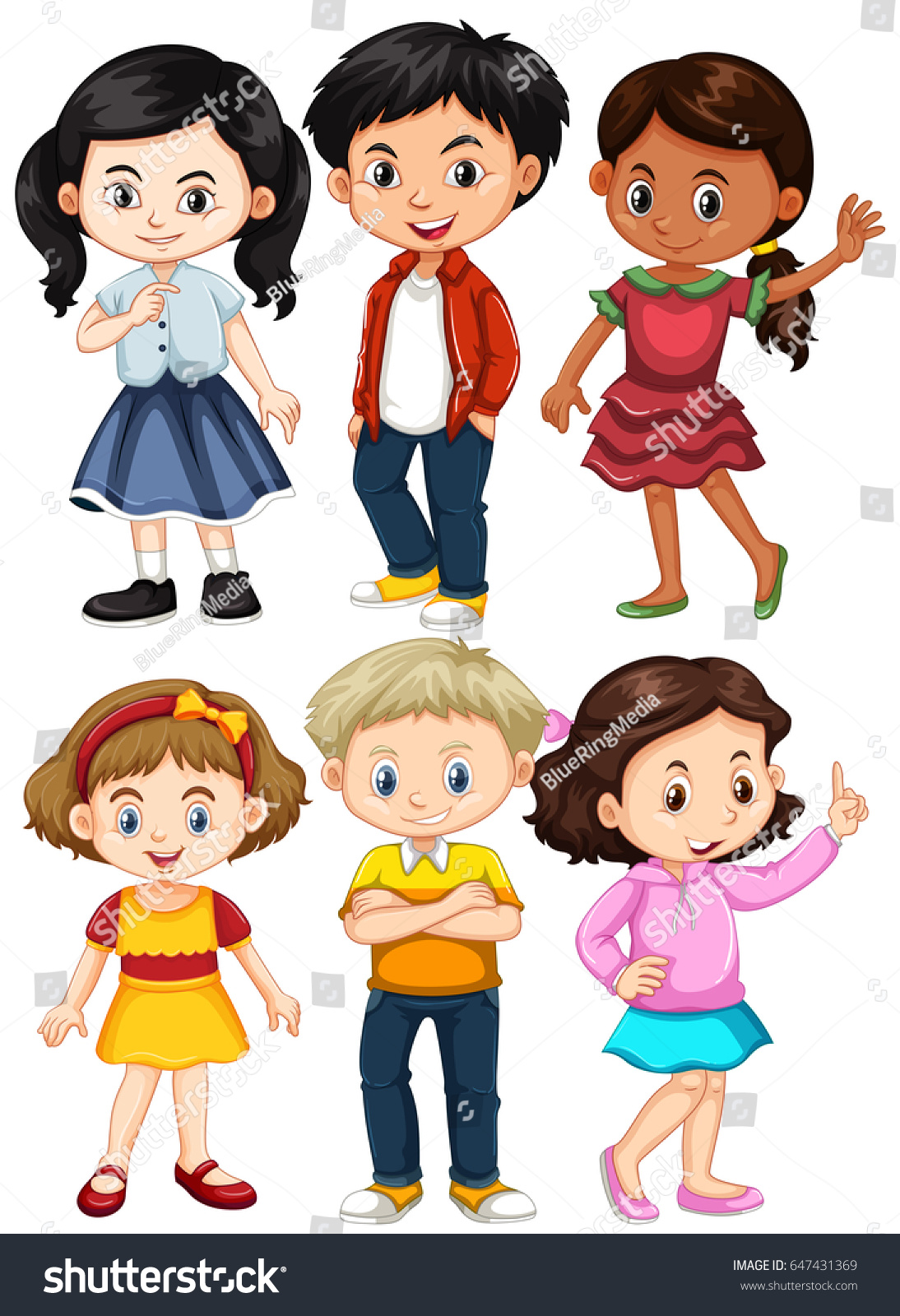 Different Characters Boys Girls Illustration Stock Vector (Royalty Free ...