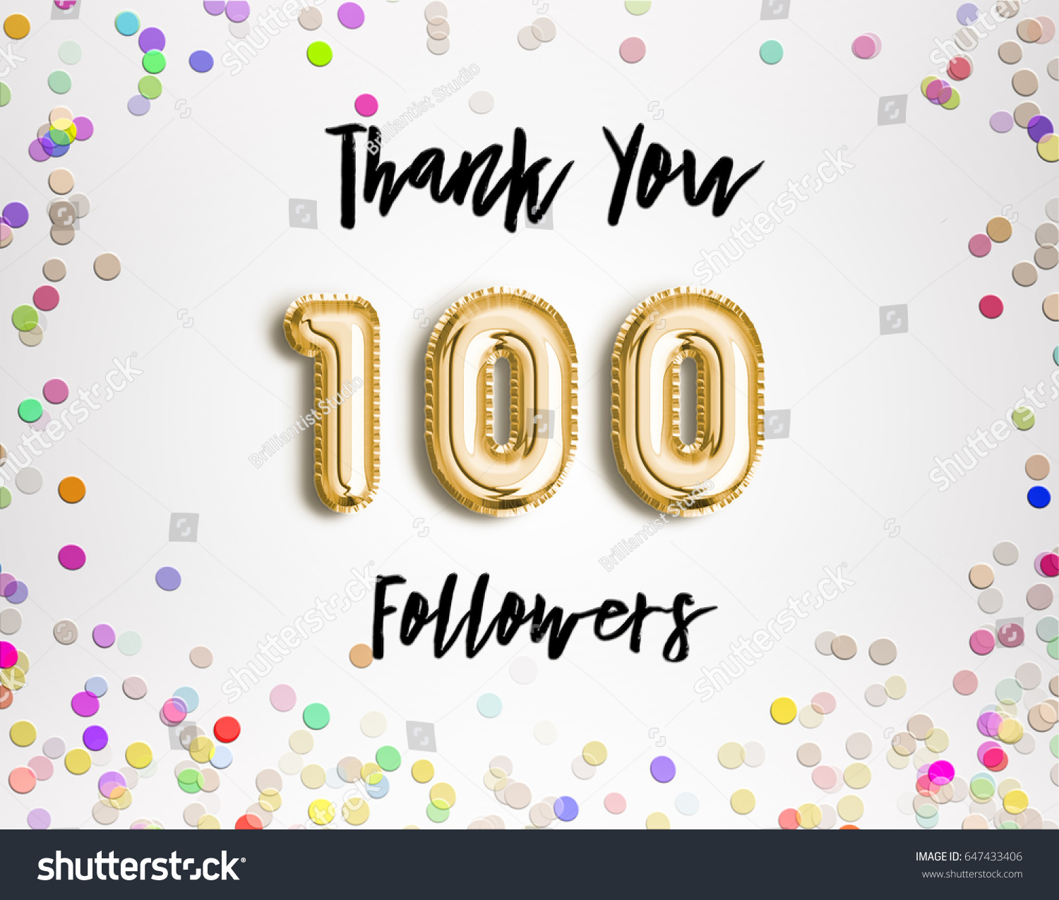 100 One Hundred Thank You Gold Stok İllüstrasyon 647433406 Shutterstock.
