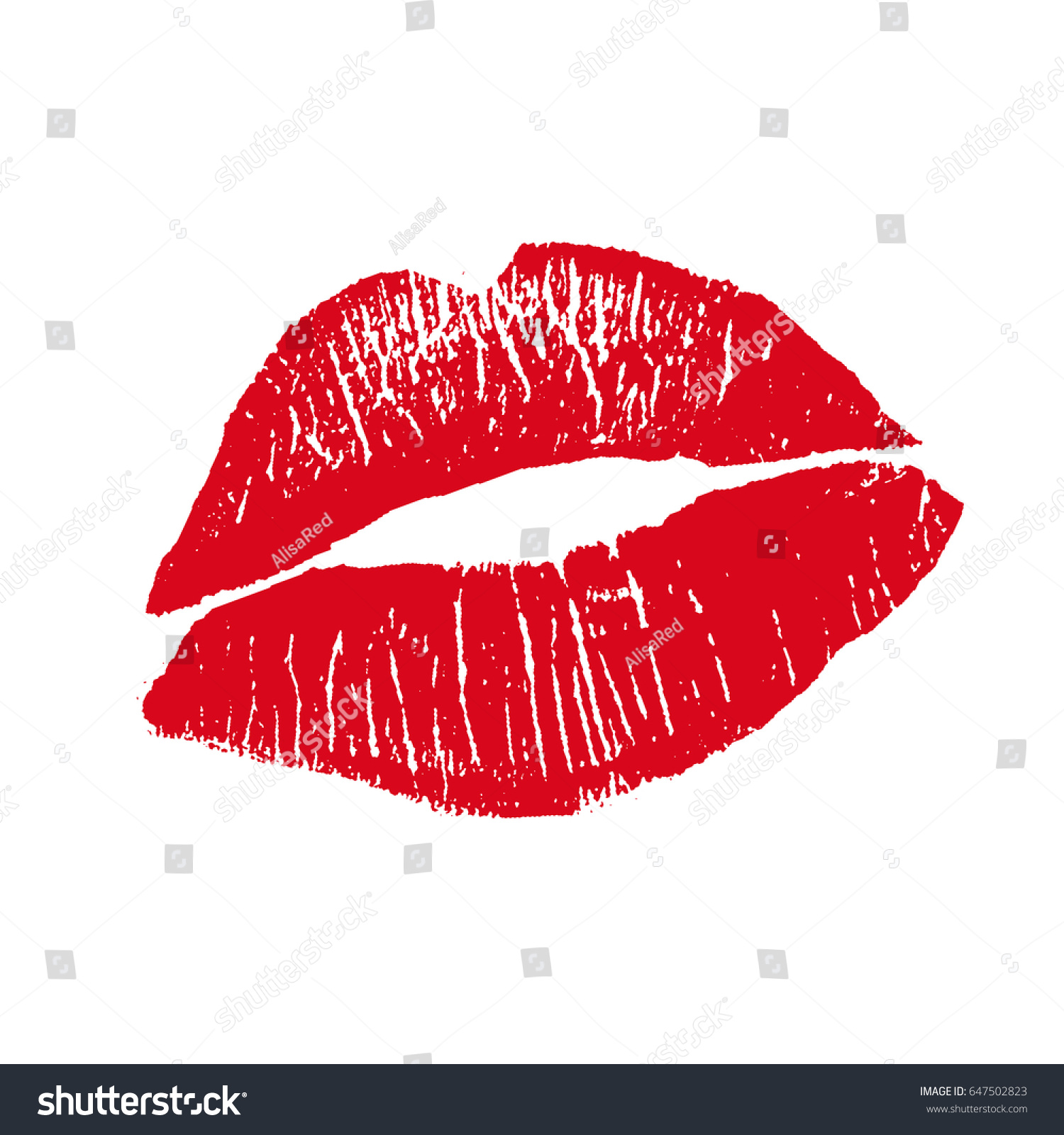 Print Red Lips Vector Illustration On Stock Vector (royalty Free 