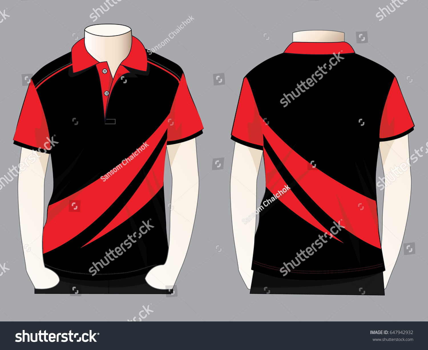 Mens Blackred Short Sleeve Polo Shirt Stock Vector (Royalty Free ...