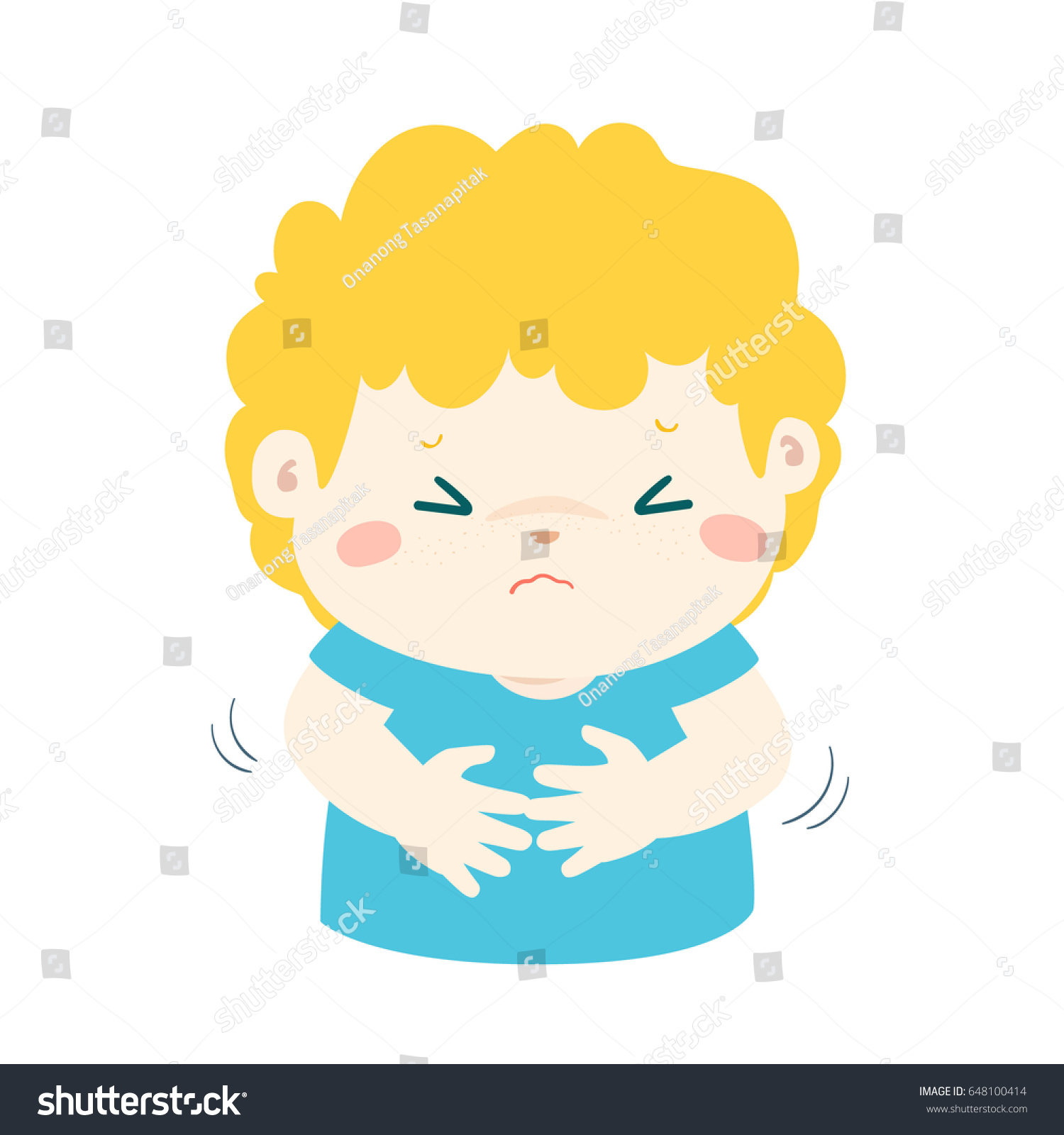 Boy Having Stomach Achecartoon Style Vector Stock Vector (Royalty Free ...