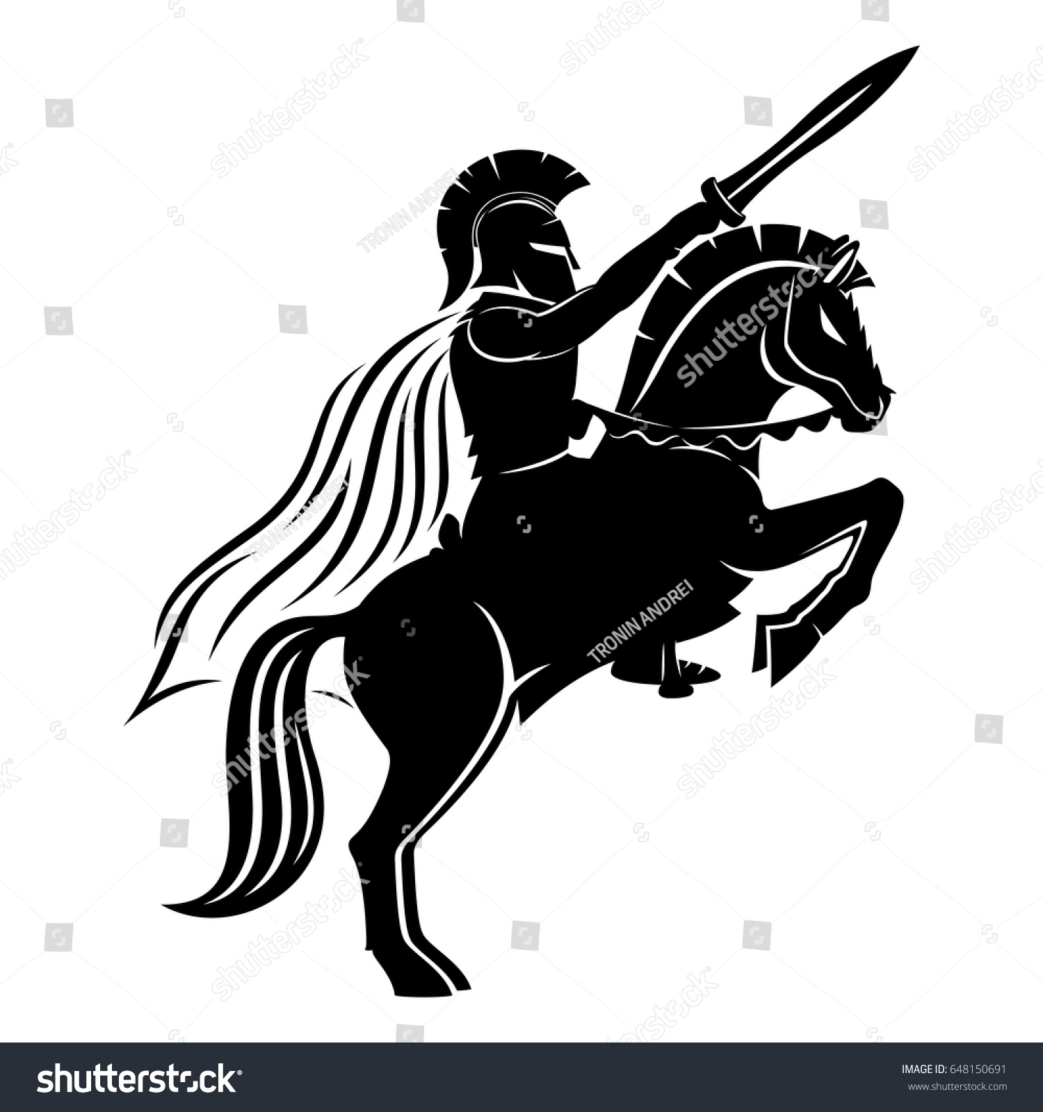 Spartan On Horse Stock Vector (Royalty Free) 648150691 | Shutterstock