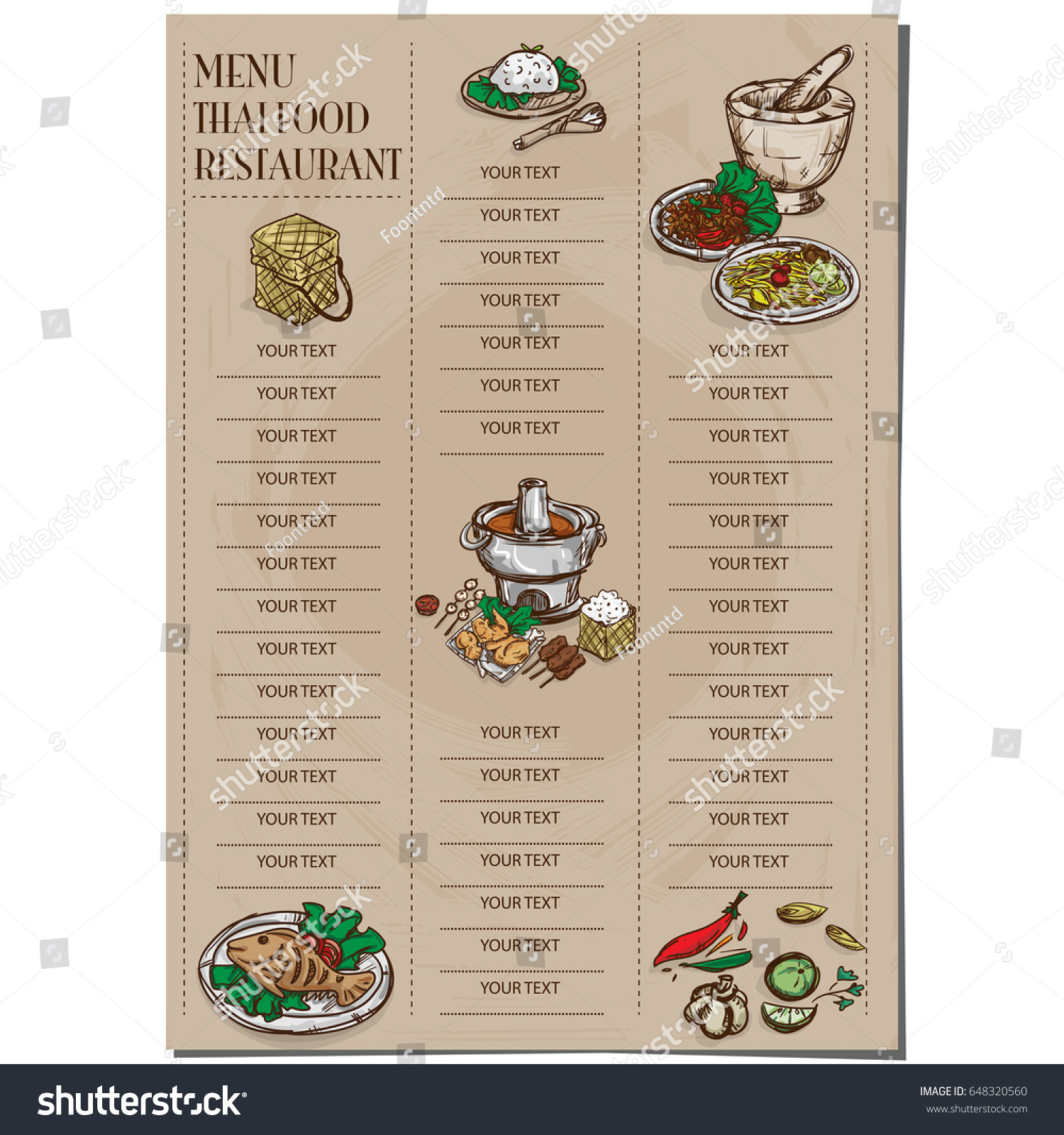 Menu Thai Food Restaurant Template Design Stock Vector (Royalty Free ...