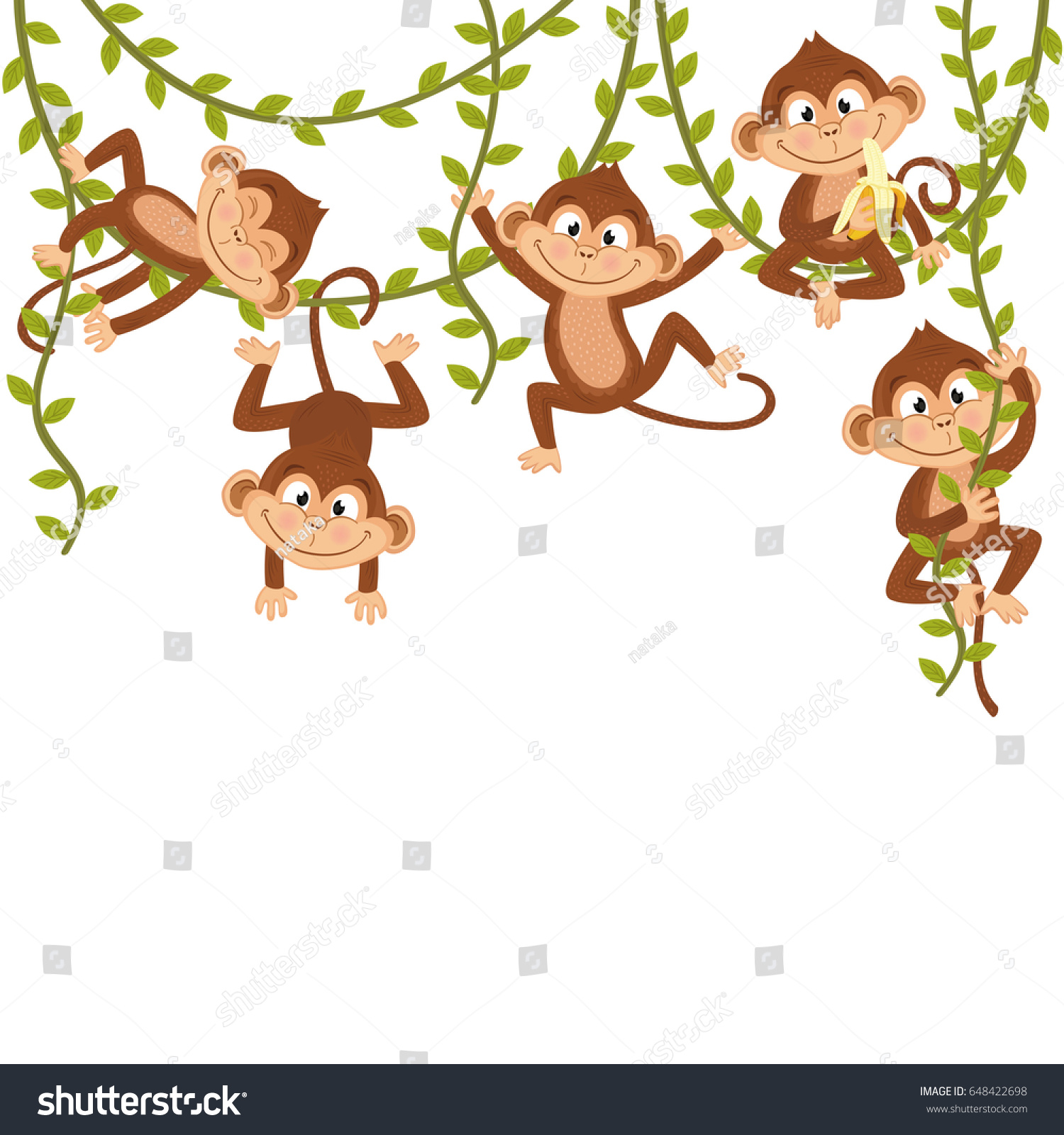 Много обезьян на лианах