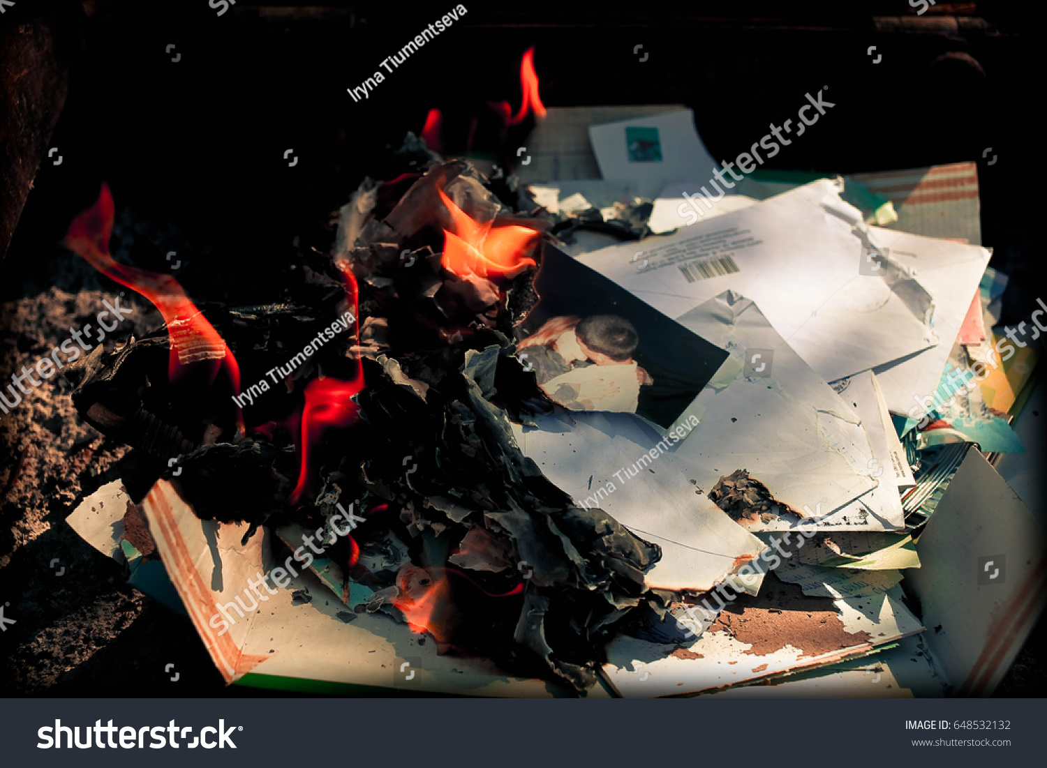 fire-torn-photos-letters-rupture-relation-stock-photo-648532132