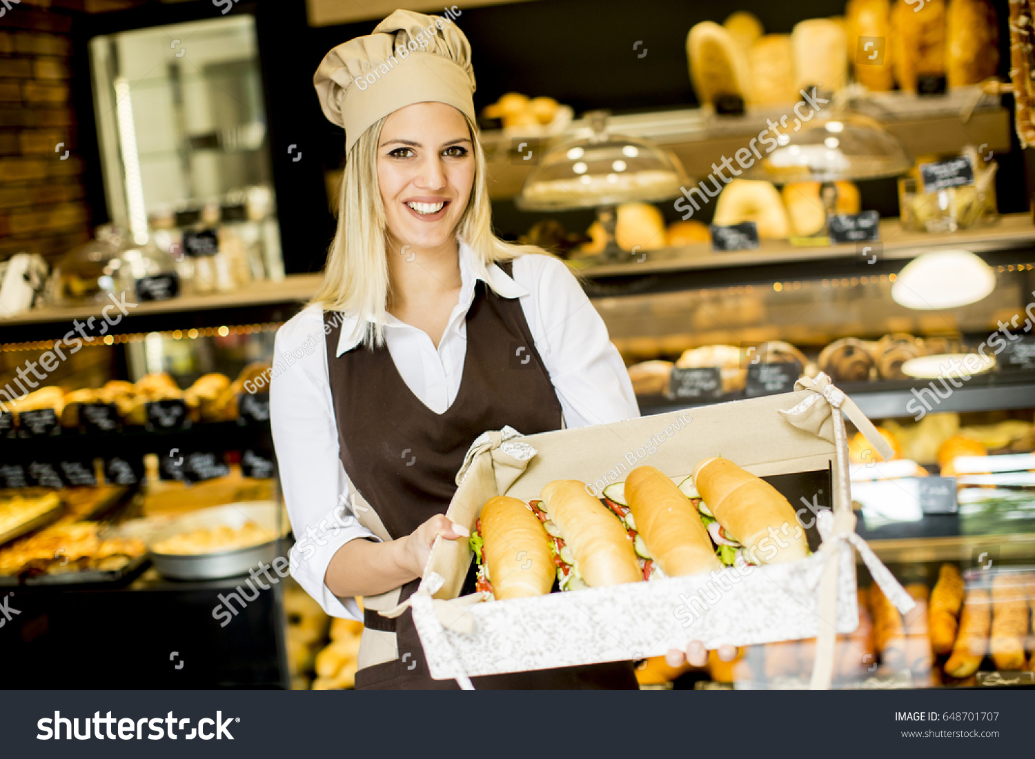 Beautiful Female Bakery Posing Various Types Stock Photo 648701707 ...