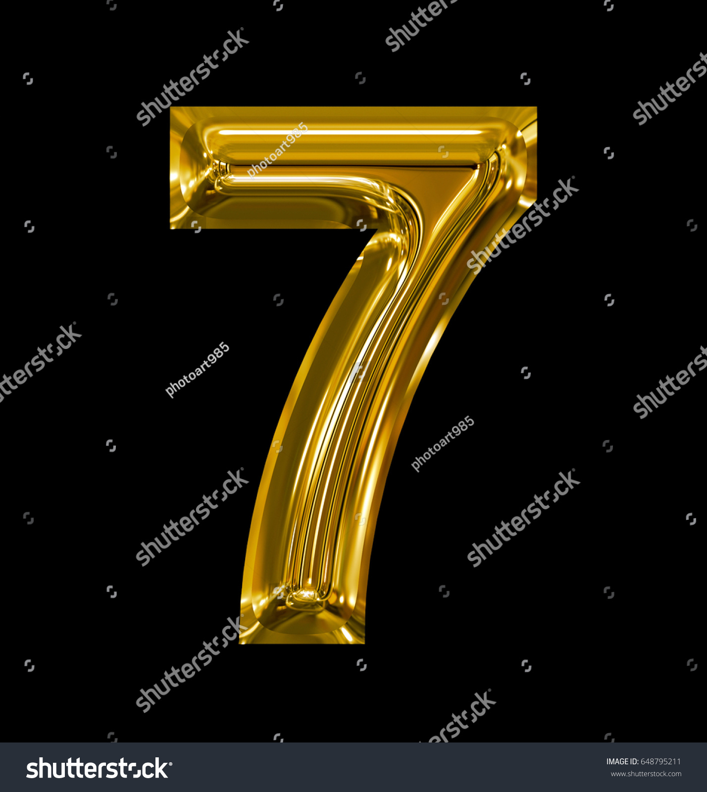 Number 7 Rounded Shiny Golden Isolated Stock Illustration 648795211 ...