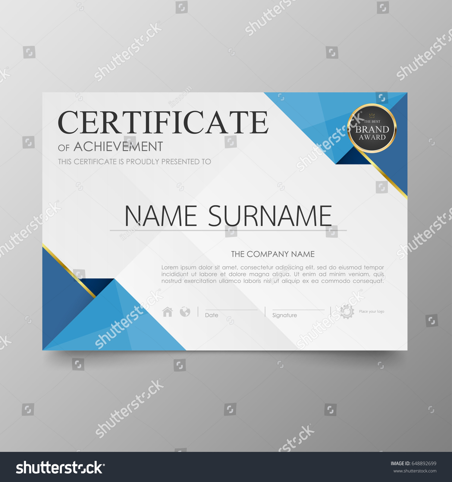 Certificate Premium Template Awards Diploma Background Stock Vector ...