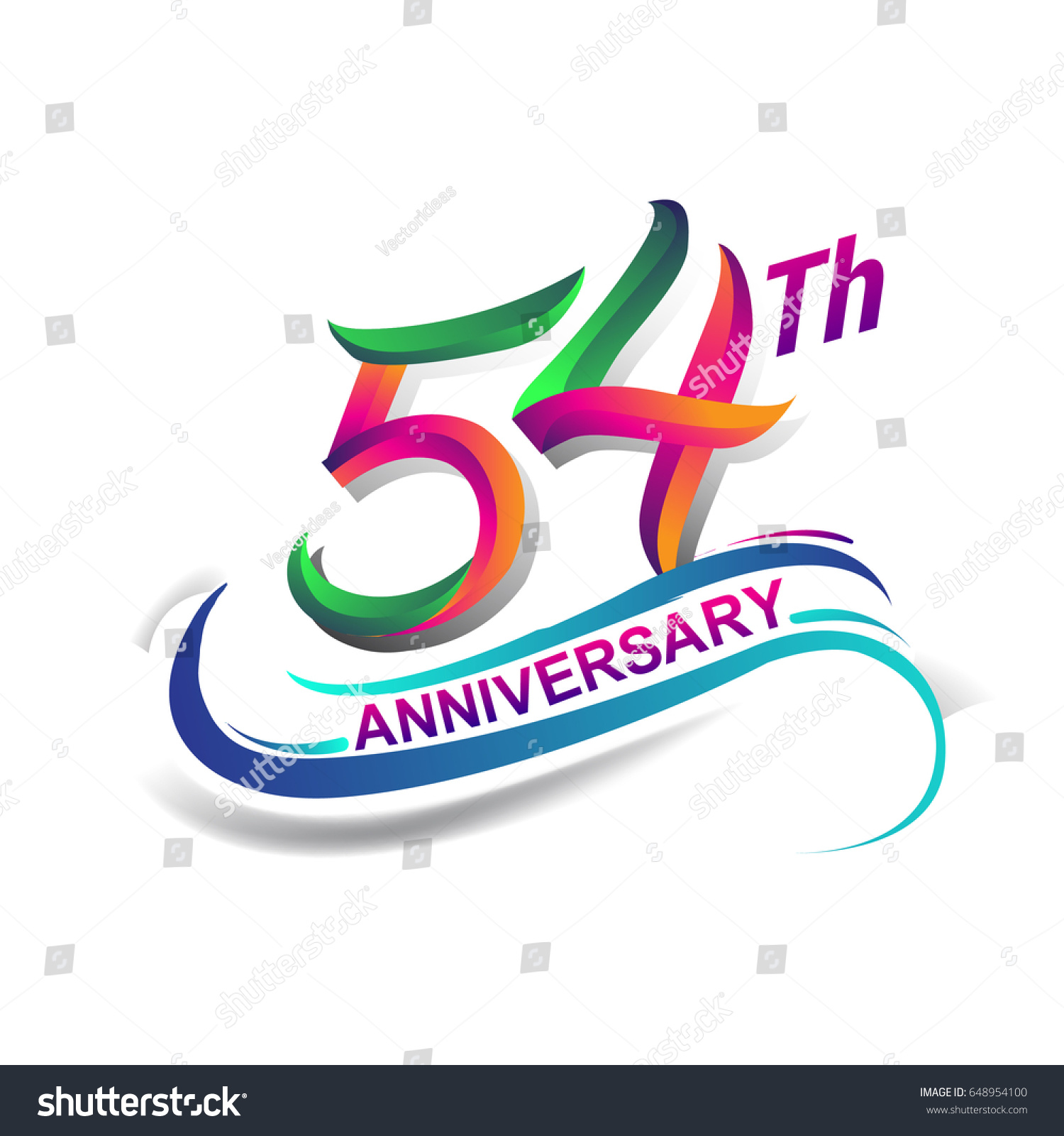 54th Anniversary Celebration Logotype Green Red Stock Vector (Royalty ...