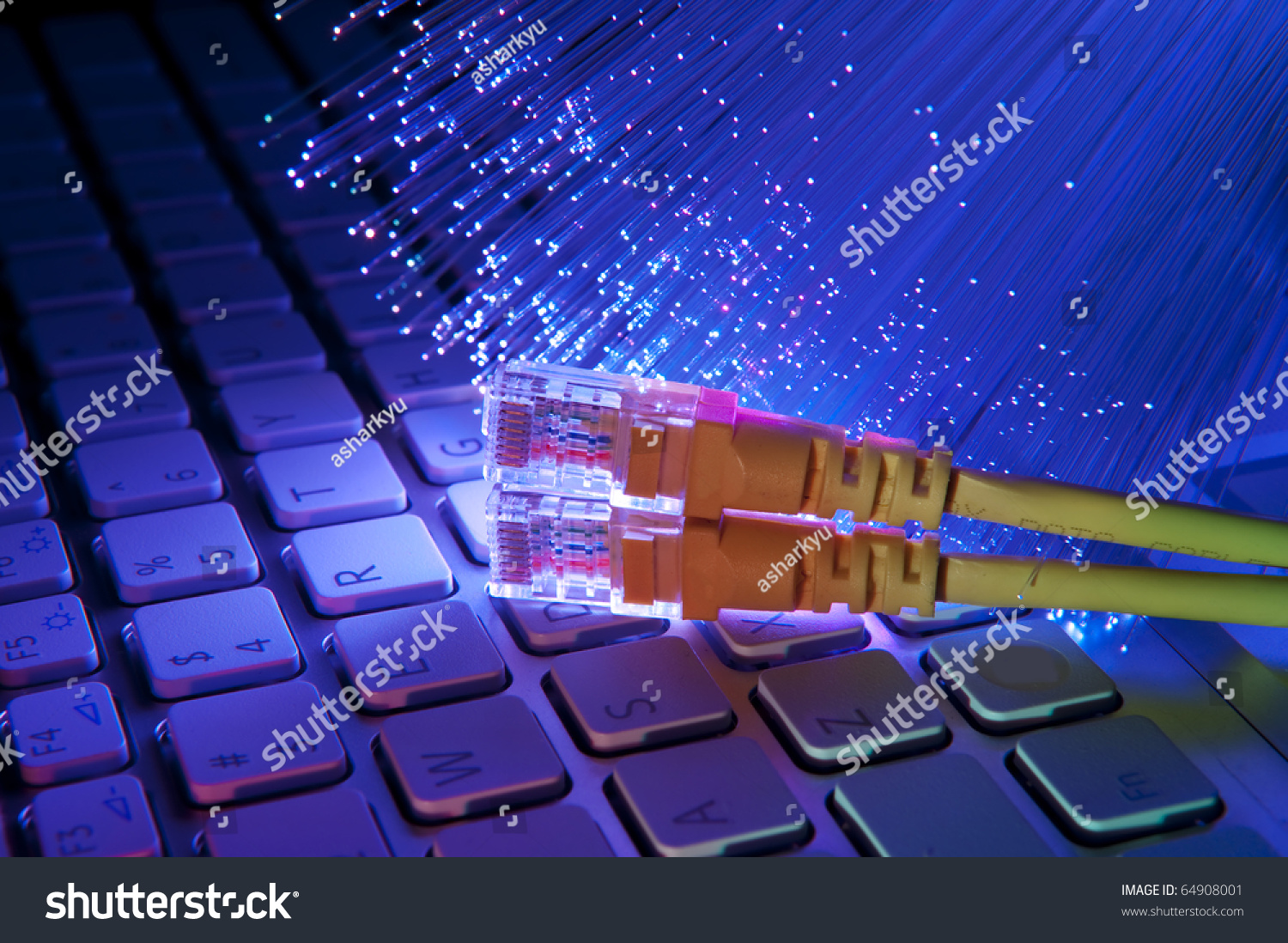 Network Cable Closeup Fiber Optical Background Stock Photo 64908001 ...