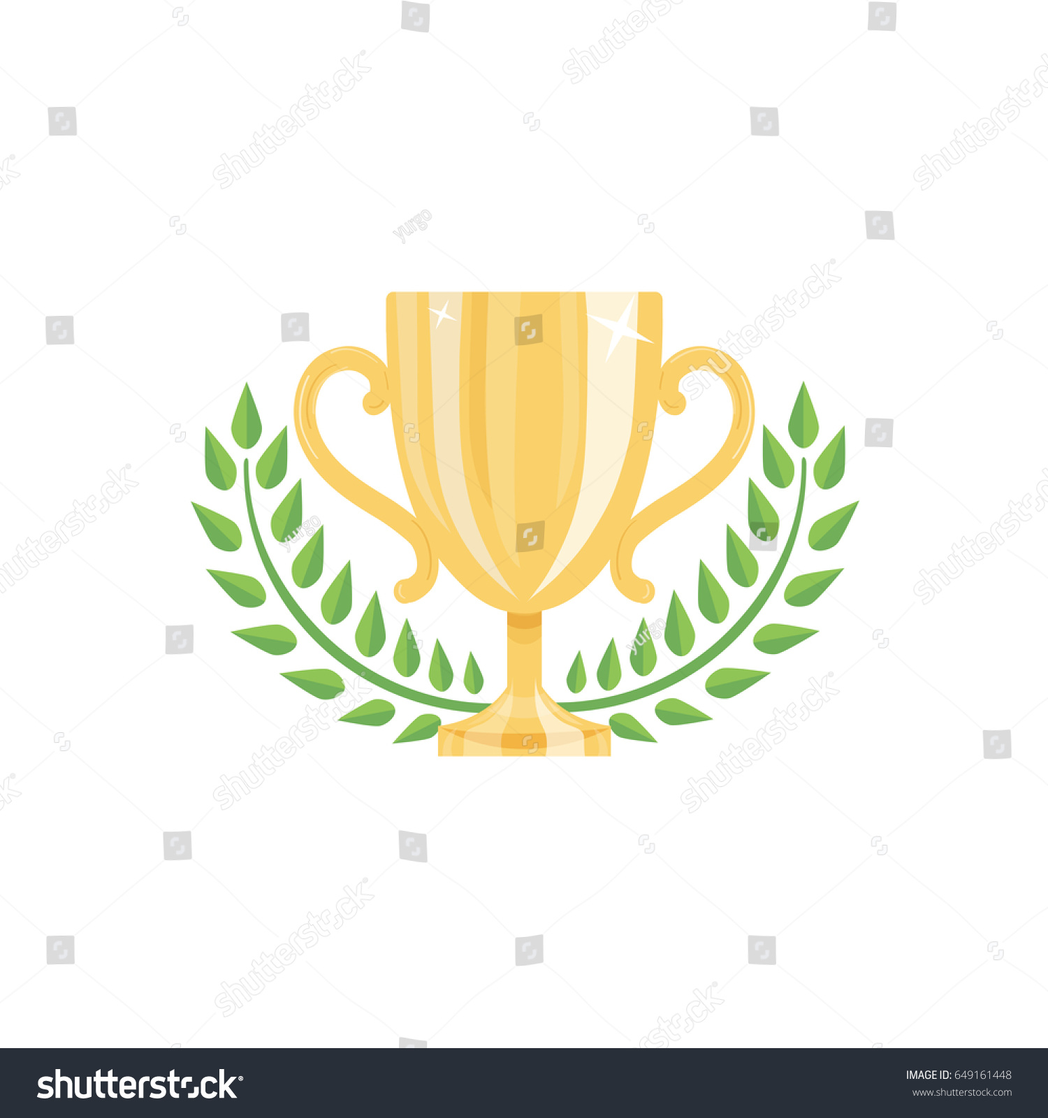 Golden Trophy Cup Green Laurel Wreath Stock Vector (royalty Free 