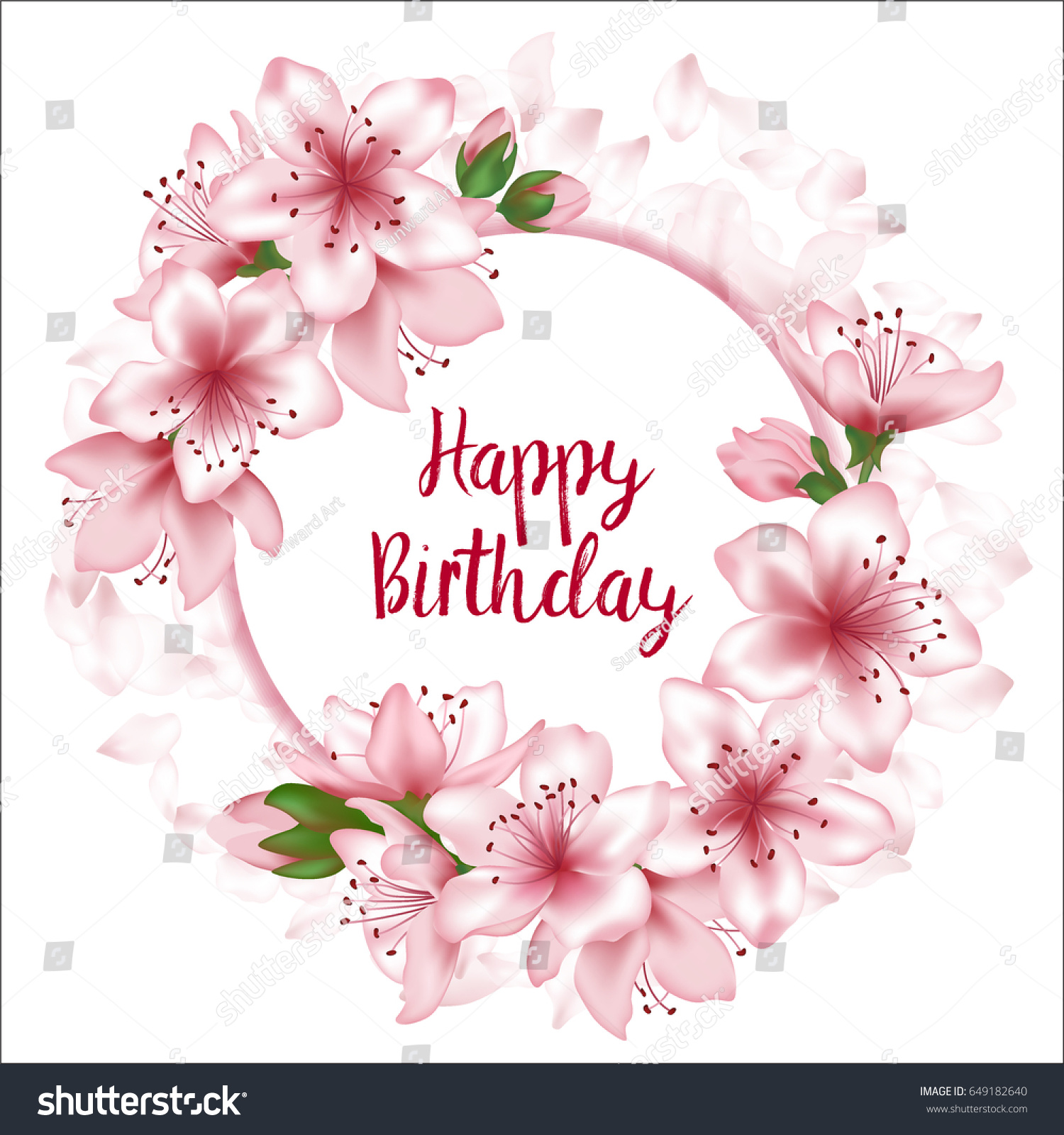 Happy Birthday Card With Flowers Happy Birthday Flowers Greeting Card Template」のイラスト素材 711017479 |  Shutterstock