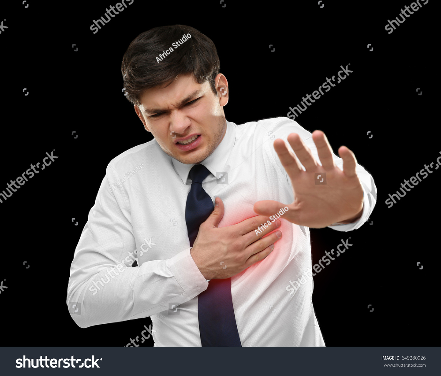 Heart Attack Concept Man Suffering Chest Stock Photo 649280926 ...