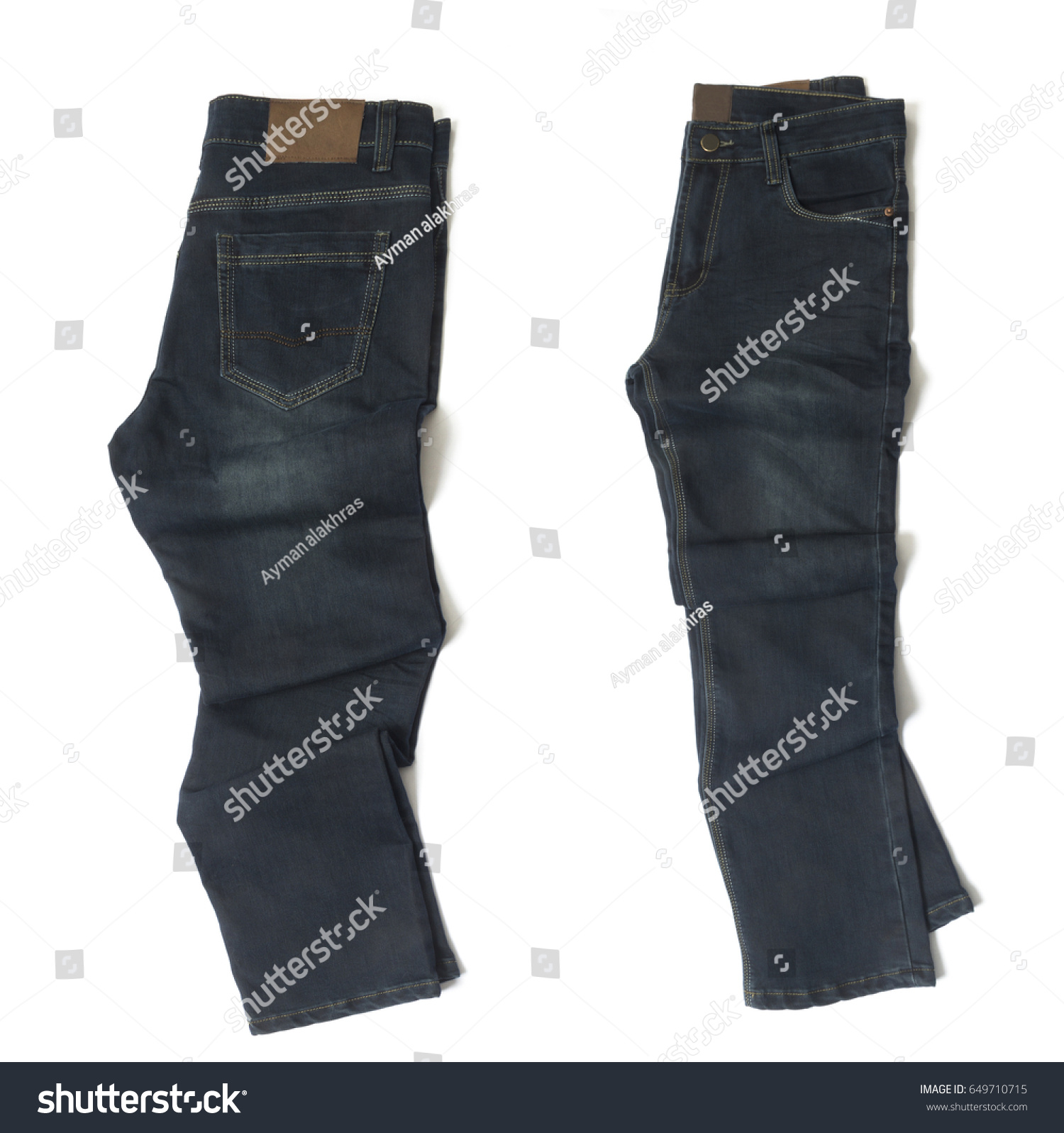 Dark Blue Jeans Front Back View Stock Photo 649710715 | Shutterstock