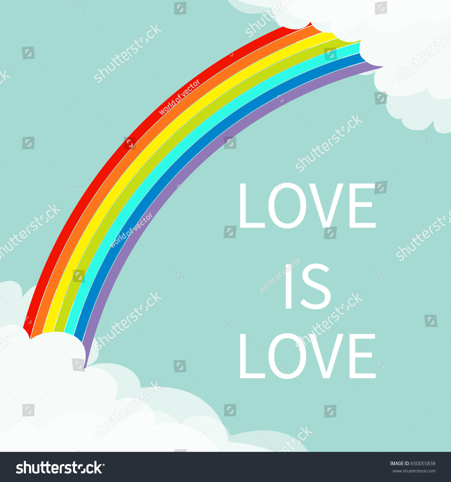 Love Love Rainbow Sky Fluffy Cloud Stock Vector Royalty Free