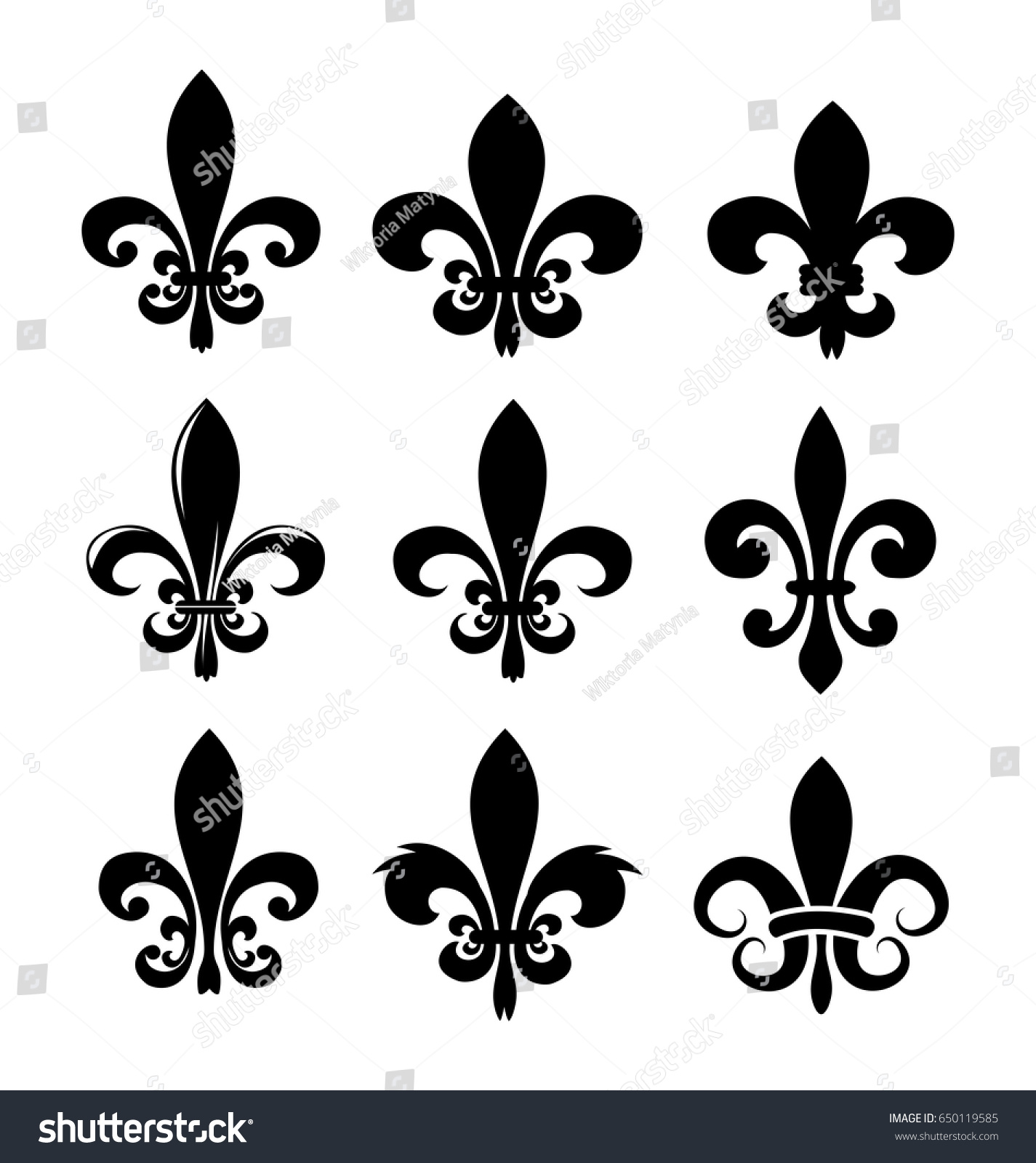 Fleur De Lise Vector Set Stock Vector (Royalty Free) 650119585 ...