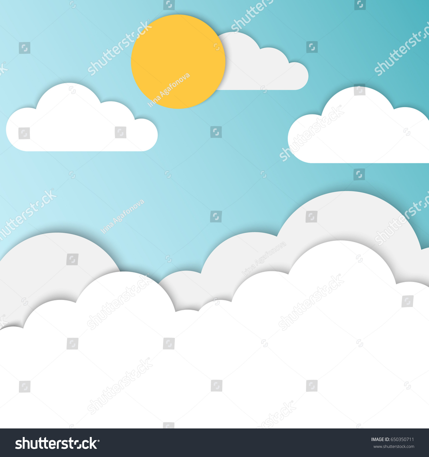 Blue Sky Clouds Sun Cartoon Paper Stock Vector (Royalty Free) 650350711 ...