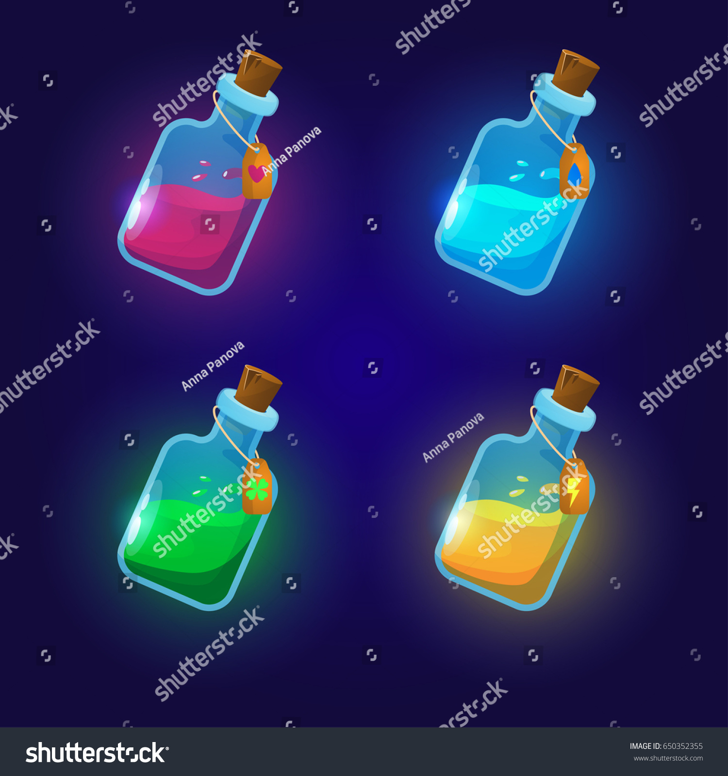 Glass Flasks Bottles Game Design Elements Stock Vector (Royalty Free