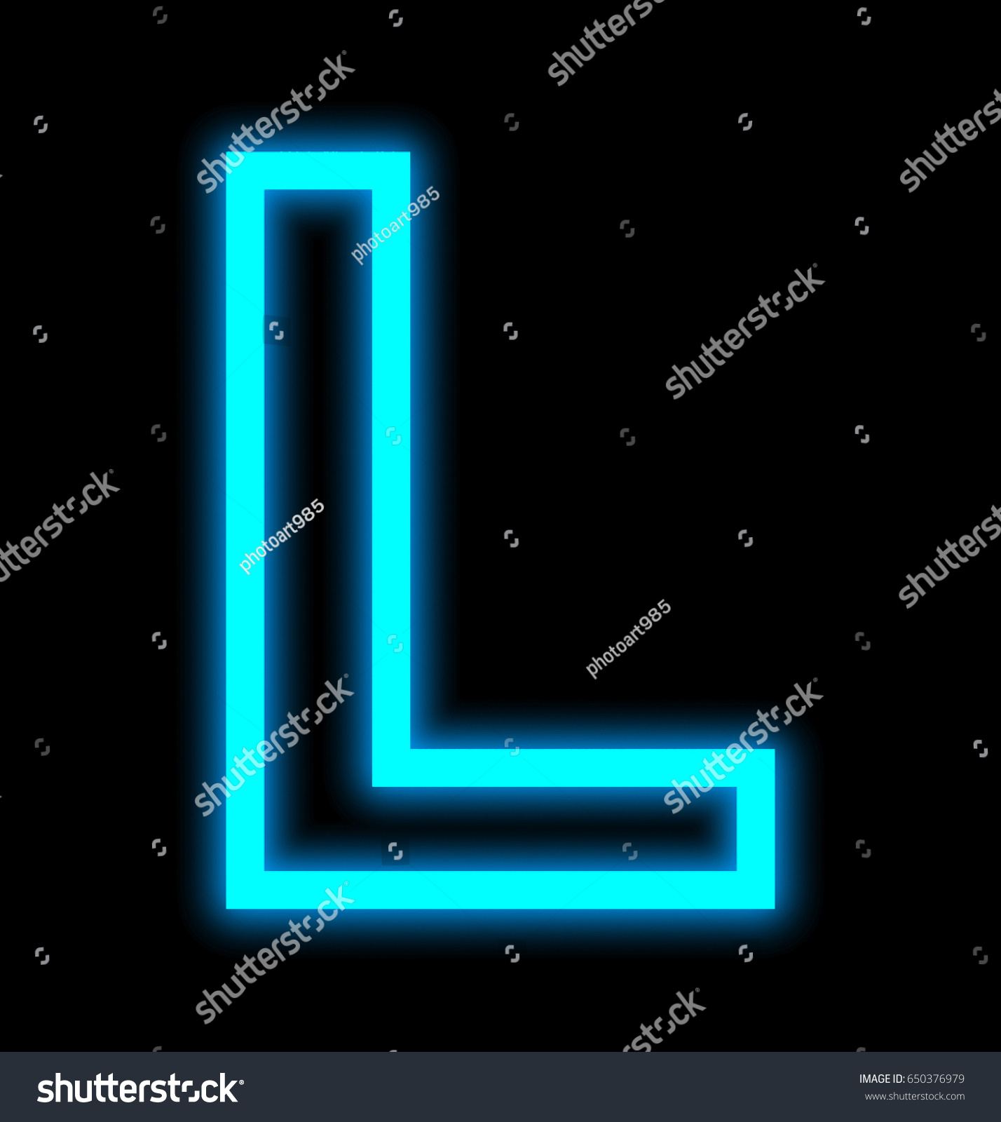 Letter L Neon Lights Outlined Isolated Stock Illustration 650376979 ...