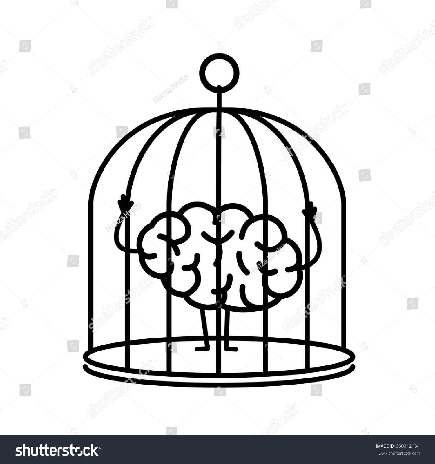 Brain Locked Cage Vector Concept Illustration Stock Vector Royalty Brain Locked Cage Vector Concept Illustration Stock Vector Royalty